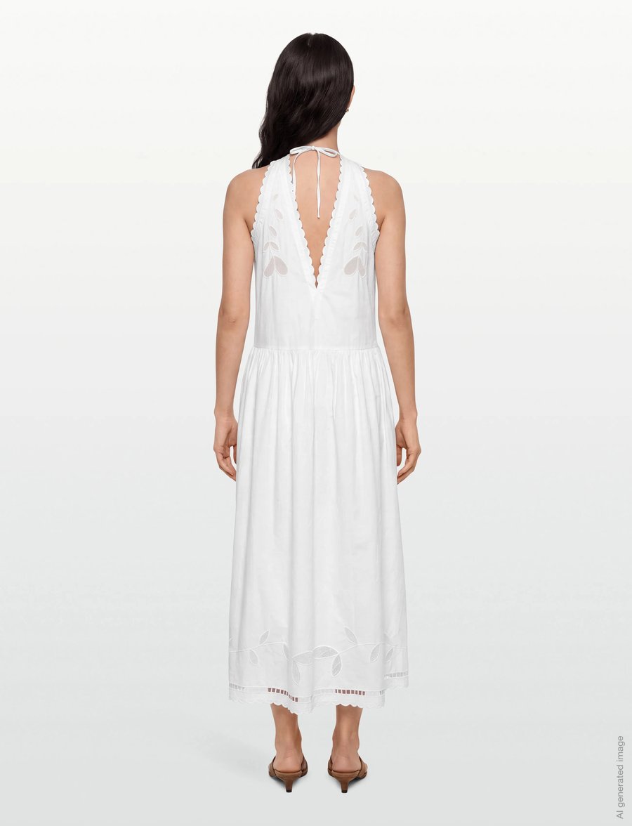 Stella Nova - Embroidery Anglaise Sleeveless Maxi - abendkleider - off white - 4