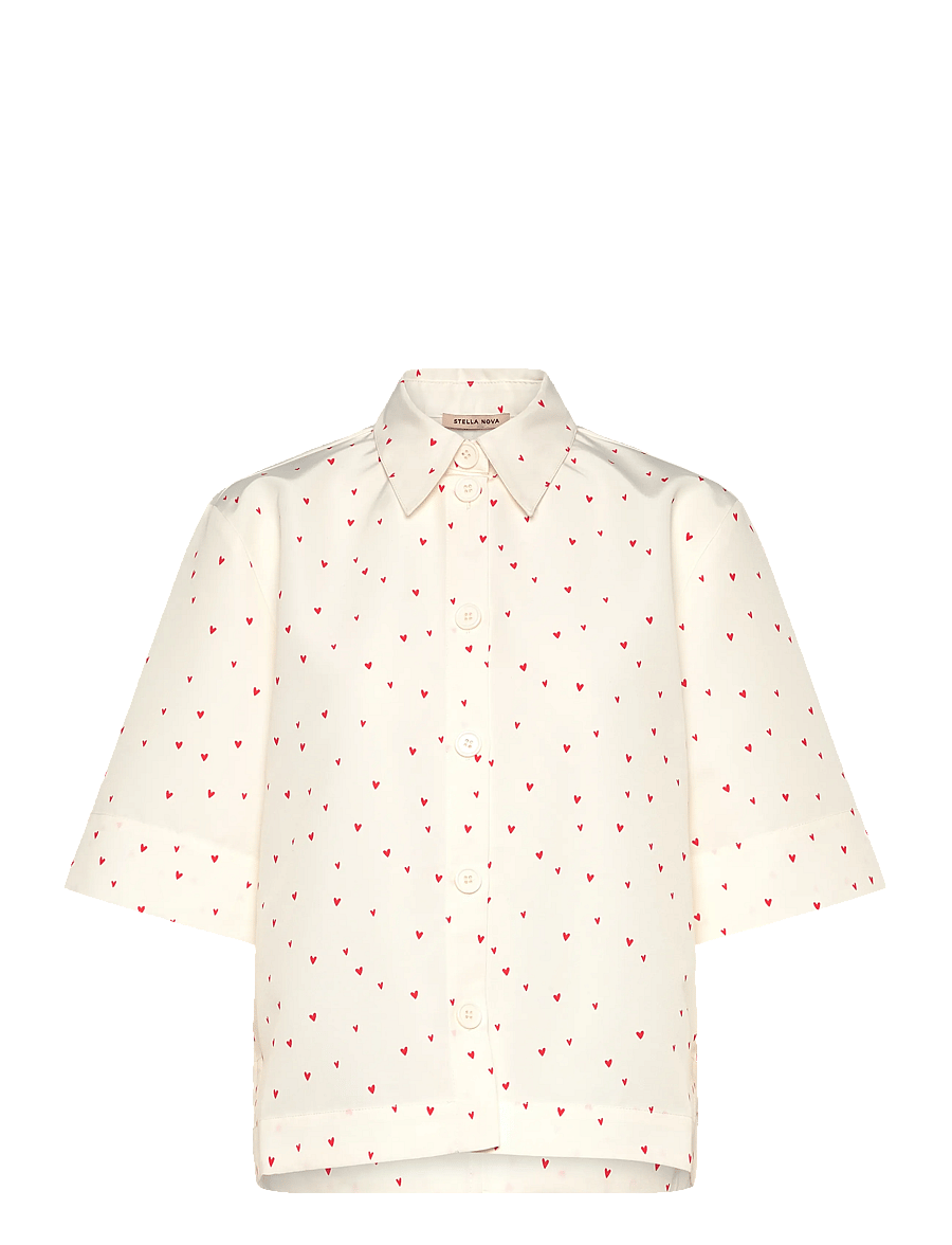 Stella Nova - Heart Printed Shirt - krekli ar īsām piedurknēm - hearts - 0