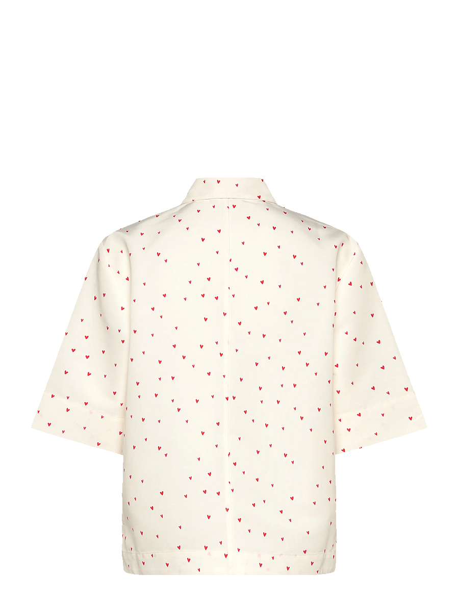 Stella Nova - Heart Printed Shirt - krekli ar īsām piedurknēm - hearts - 1