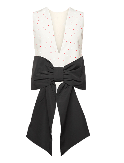 Stella Nova Heart Printed Bow Top - T-shirts & Tops - HEARTS / white