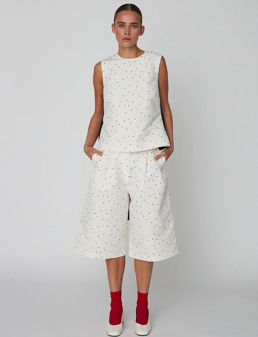Stella Nova - Heart Printed Bow Top - topid ja varrukateta alussärgid - hearts - 0