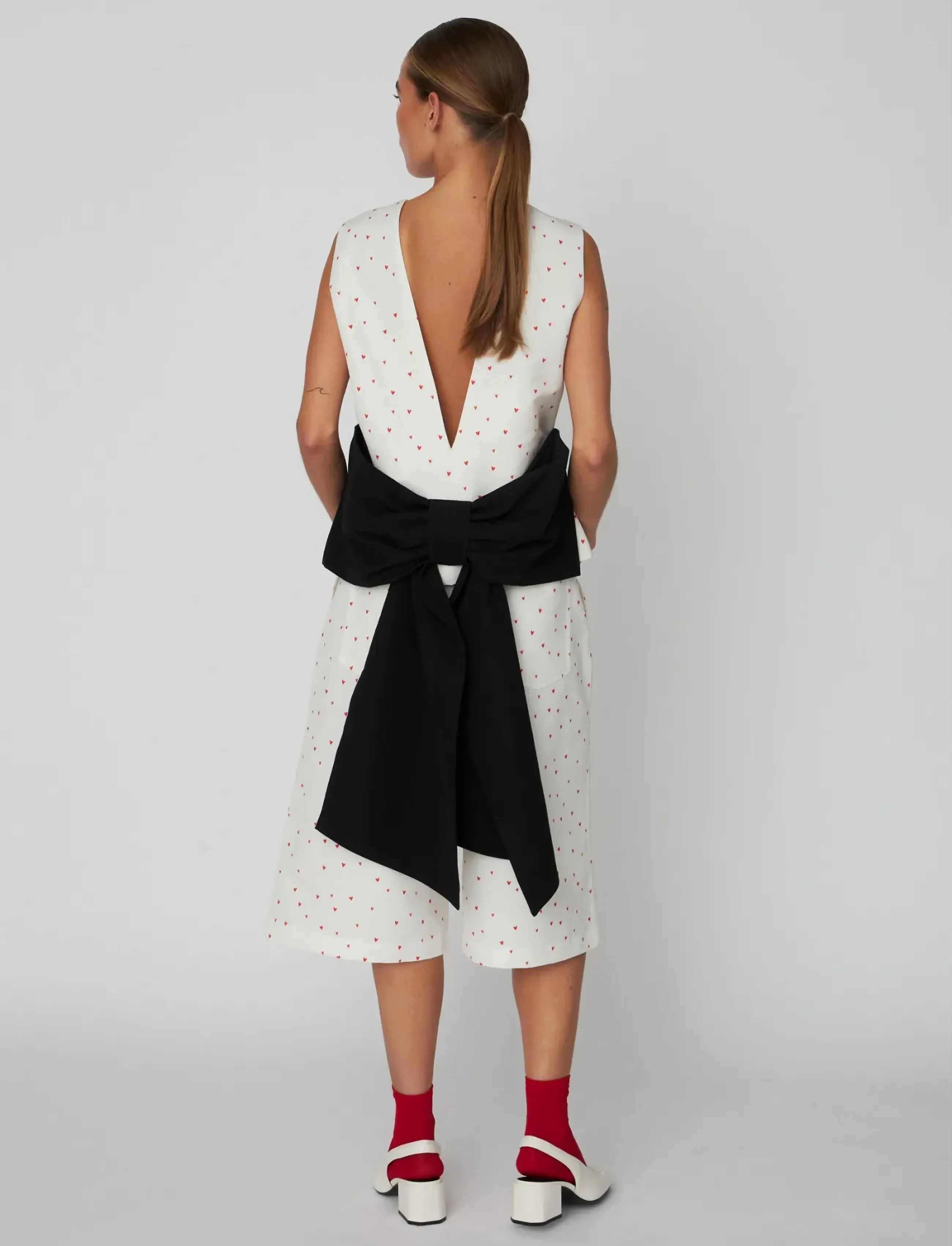 Stella Nova - Heart Printed Bow Top - Ärmellose tops - hearts - 3