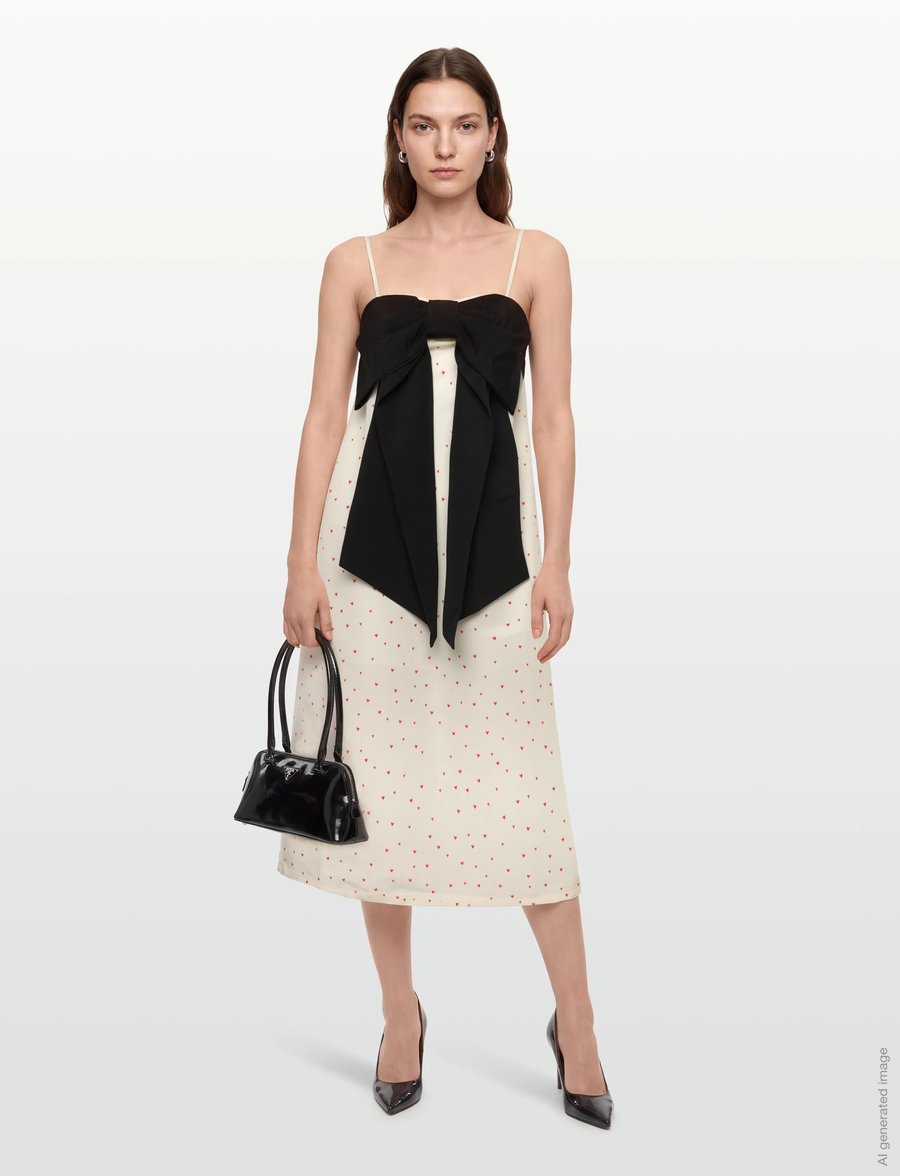 Stella Nova - Heart Printed Bow Dress - suvekleidid - hearts - 0