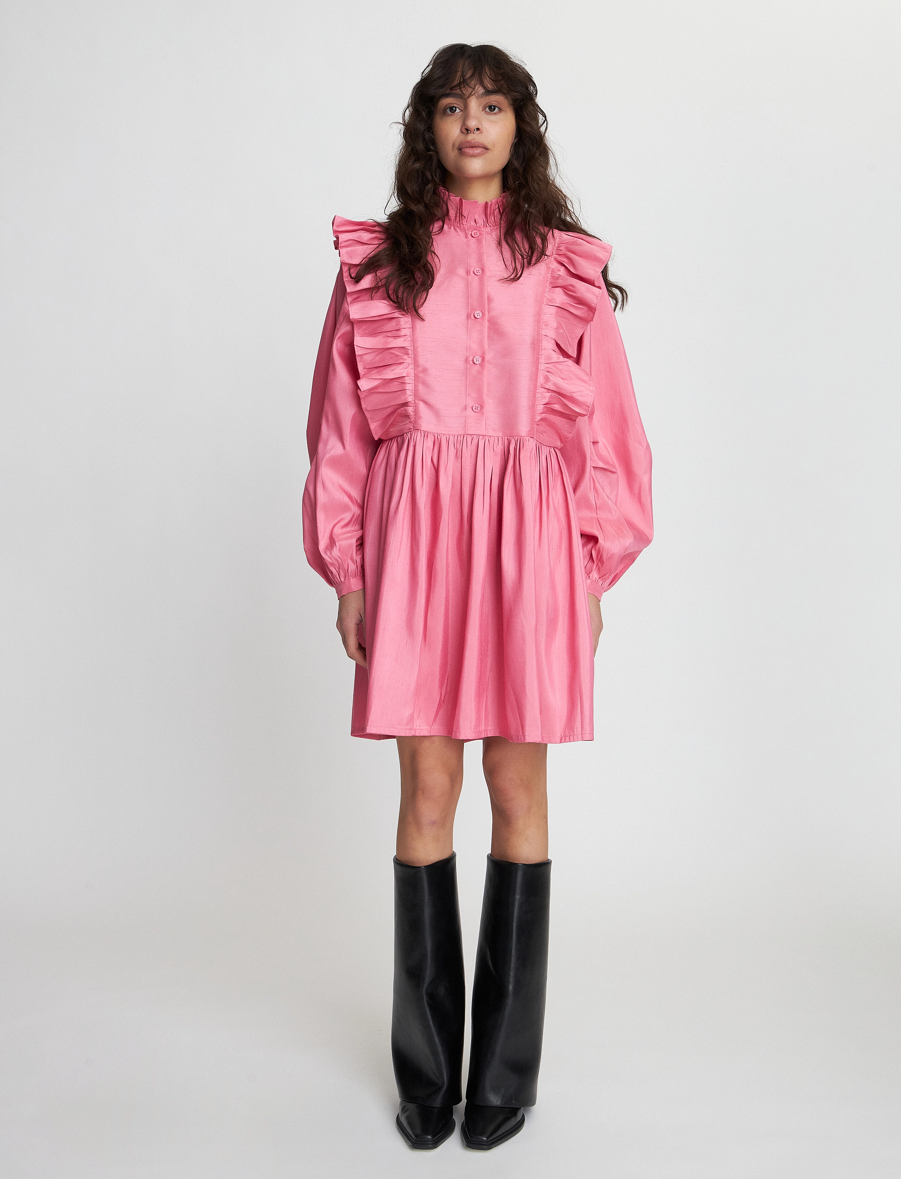 Stella Nova Short dress with ruffles - Kleider - PINK / pink/rose