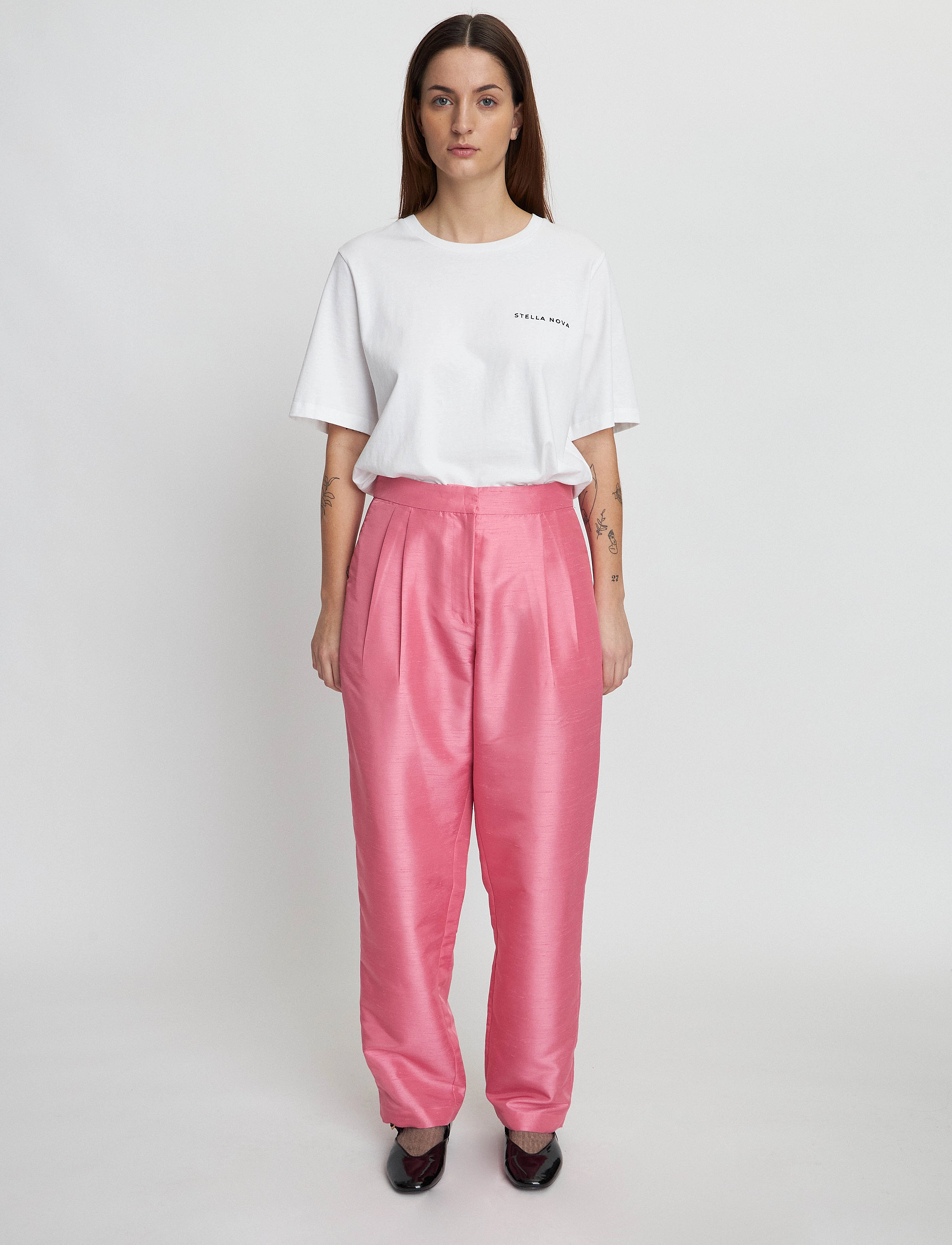 Stella Nova Crispy pleated pant - Bukser - PINK / pink/rose