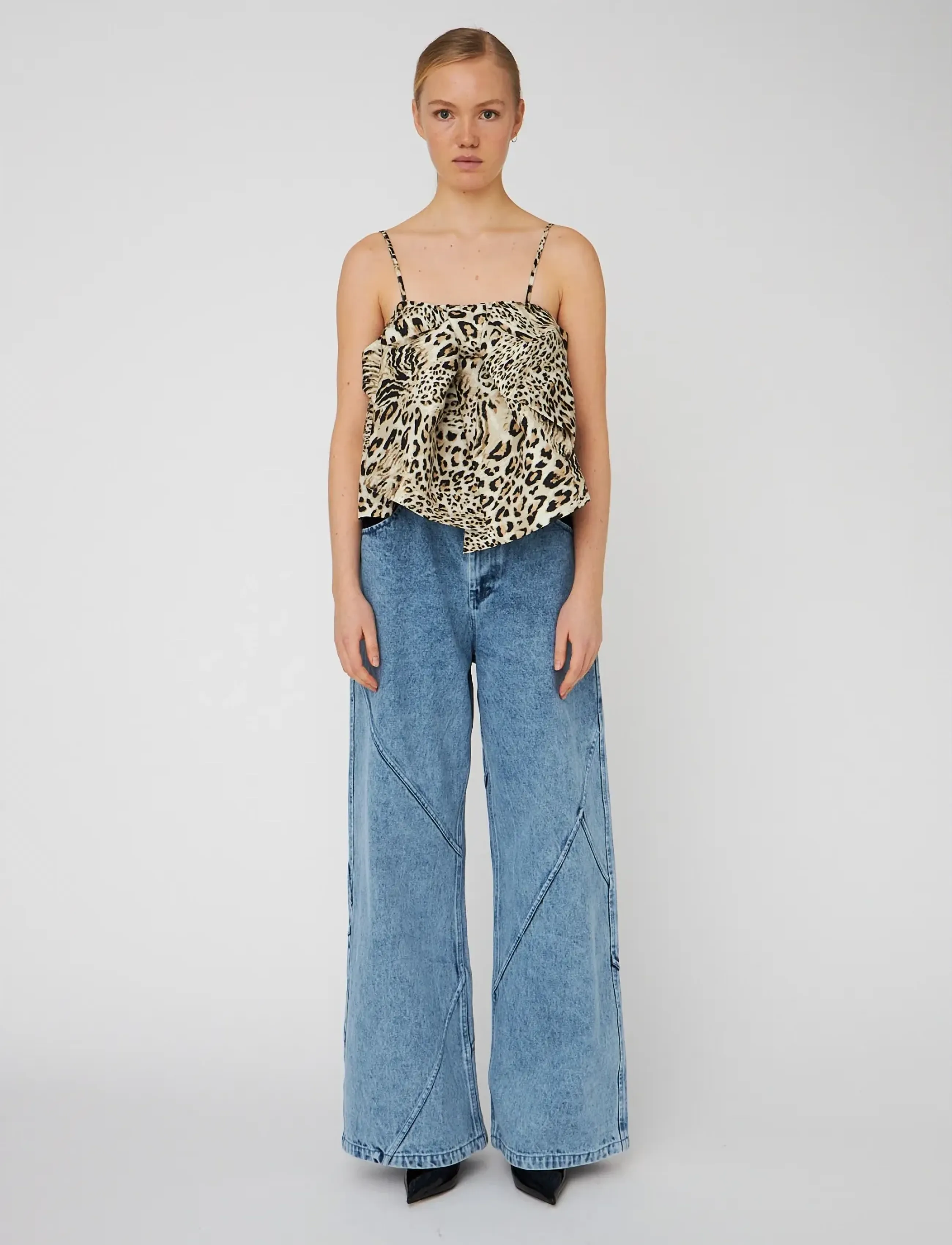 Stella Nova Crispy Bow Top - Sleeveless tops - LEOPARD / beige