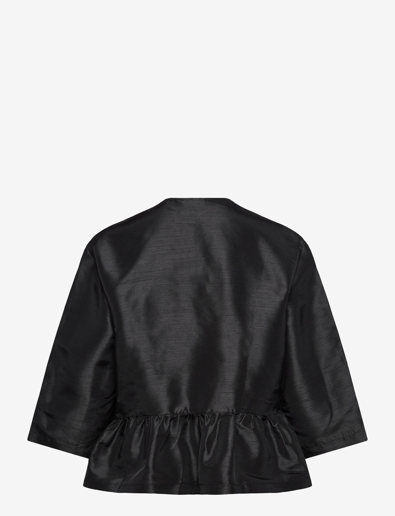 Stella Nova - Crispy Peplum Bow Blouse - kurzämlige blusen - black - 1