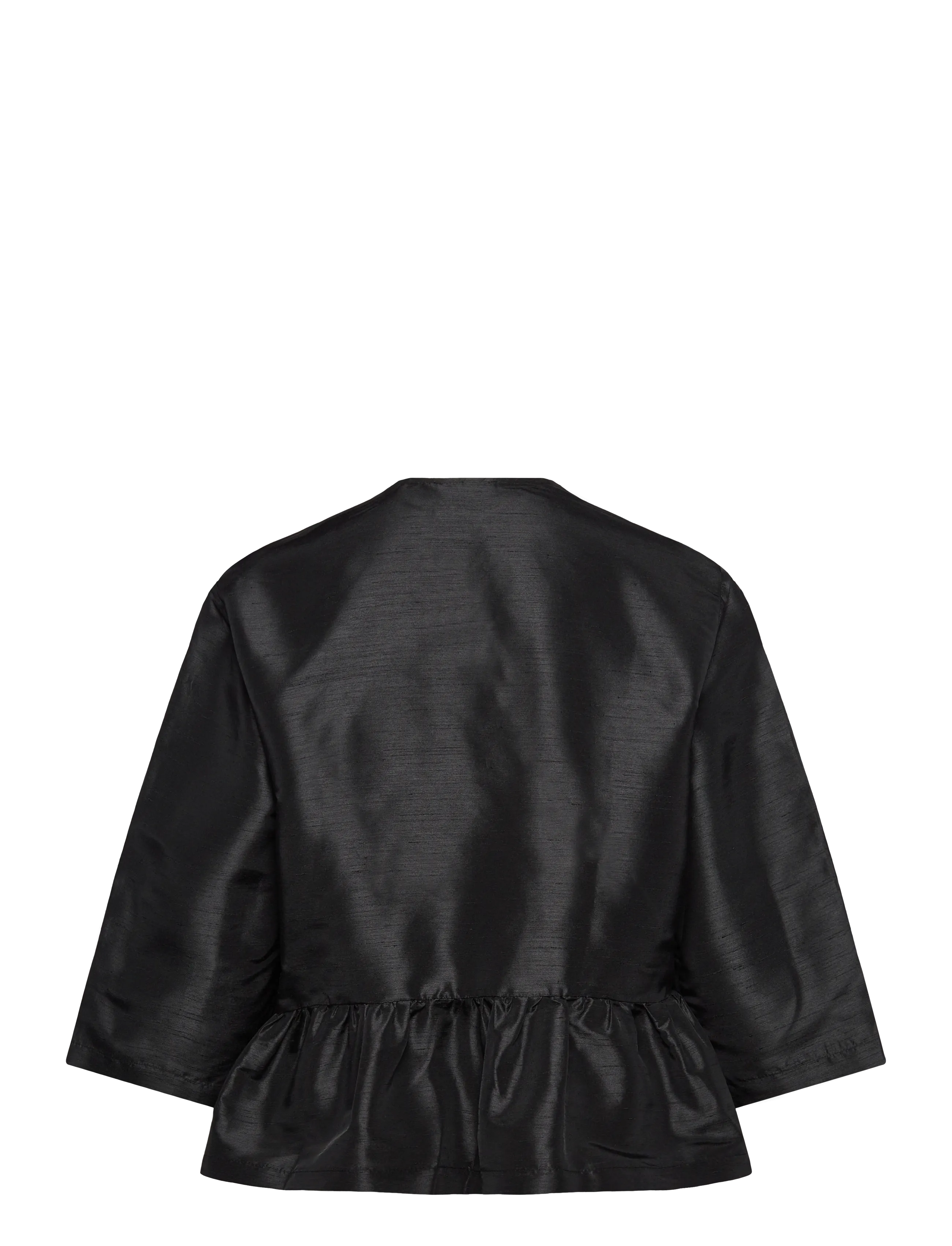 Stella Nova - Crispy Peplum Bow Blouse - kortærmede bluser - black - 1