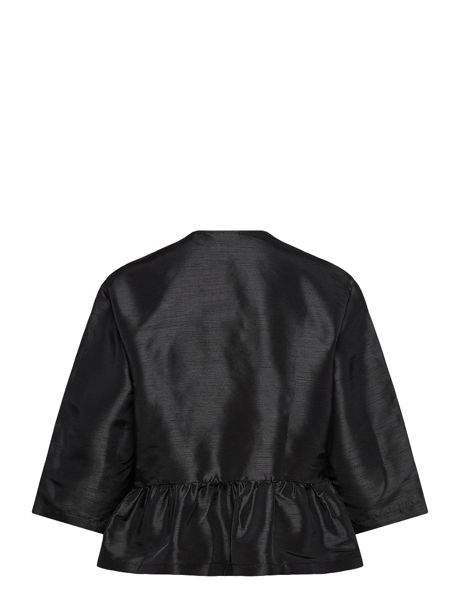 Stella Nova - Crispy Peplum Bow Blouse - lühikeste varrukatega pluusid - black - 1