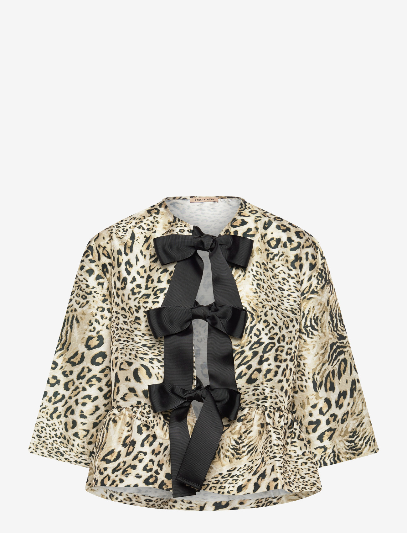 Stella Nova - Crispy Peplum Bow Blouse - blouses à manches courtes - leopard - 0
