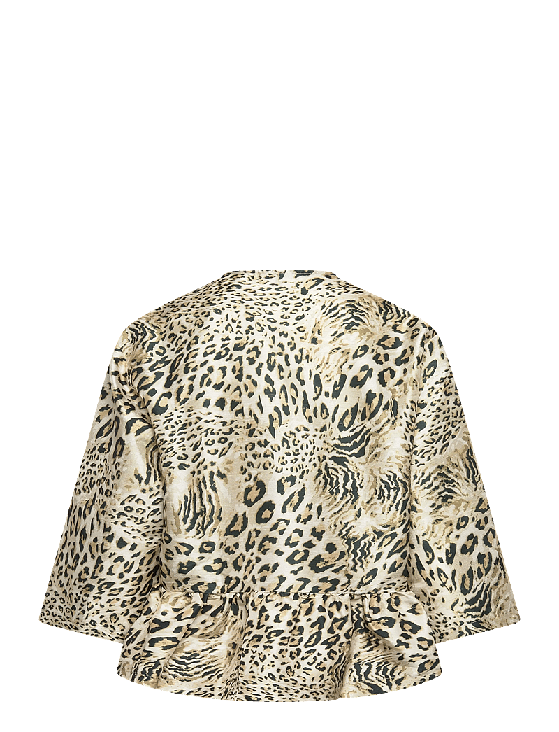 Stella Nova - Crispy Peplum Bow Blouse - blouses à manches courtes - leopard - 1