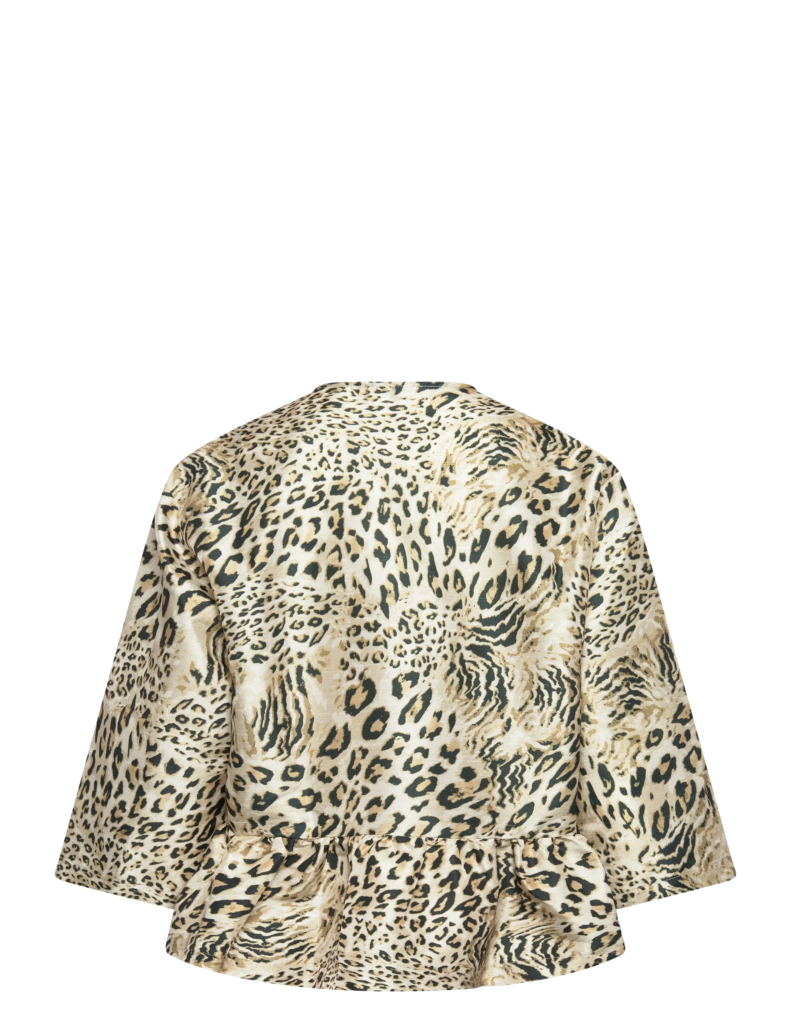 Stella Nova - Crispy Peplum Bow Blouse - kortærmede bluser - leopard - 1