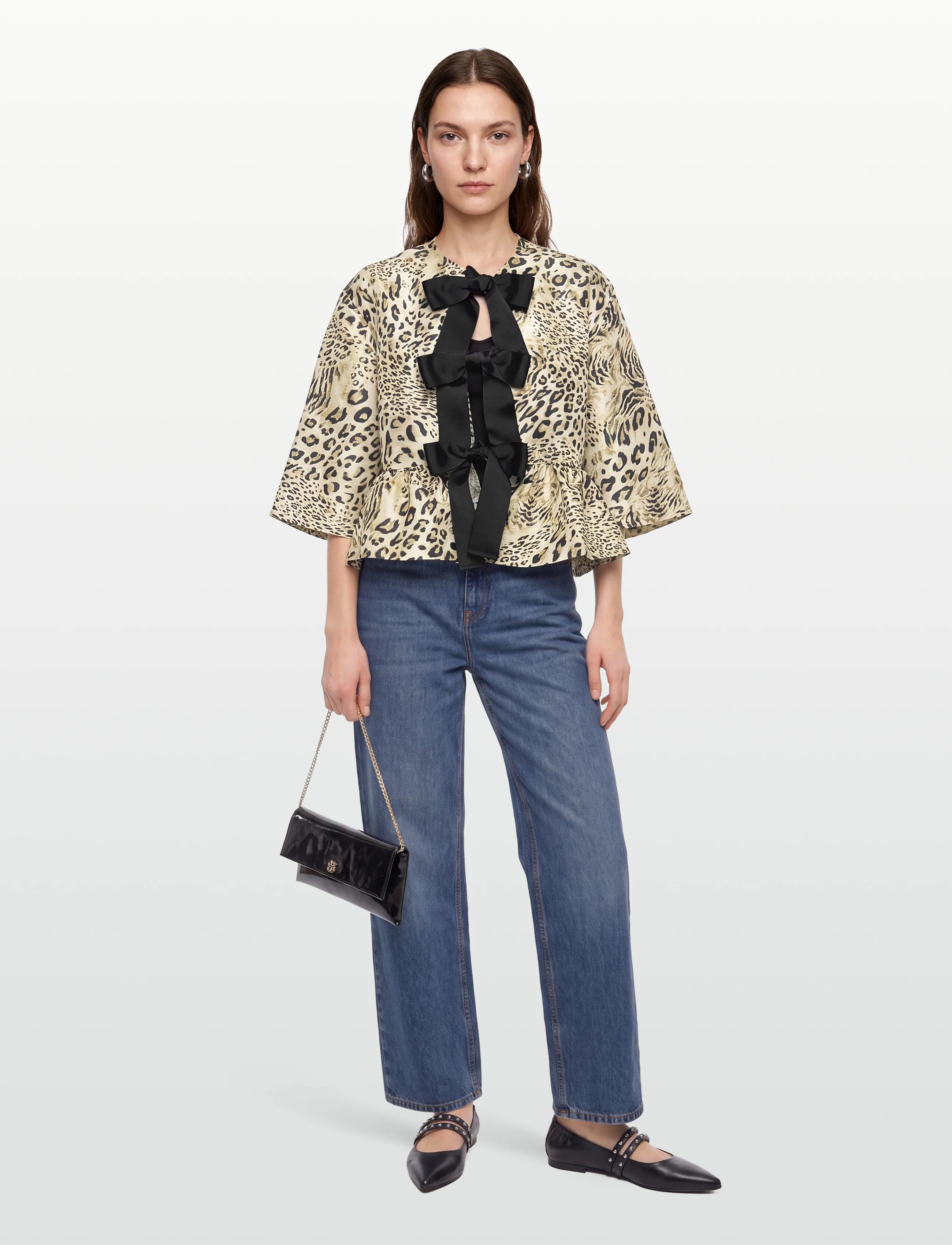 Stella Nova Crispy Peplum Bow Blouse, 40, Beige, Bluser > Kortærmede, Dame