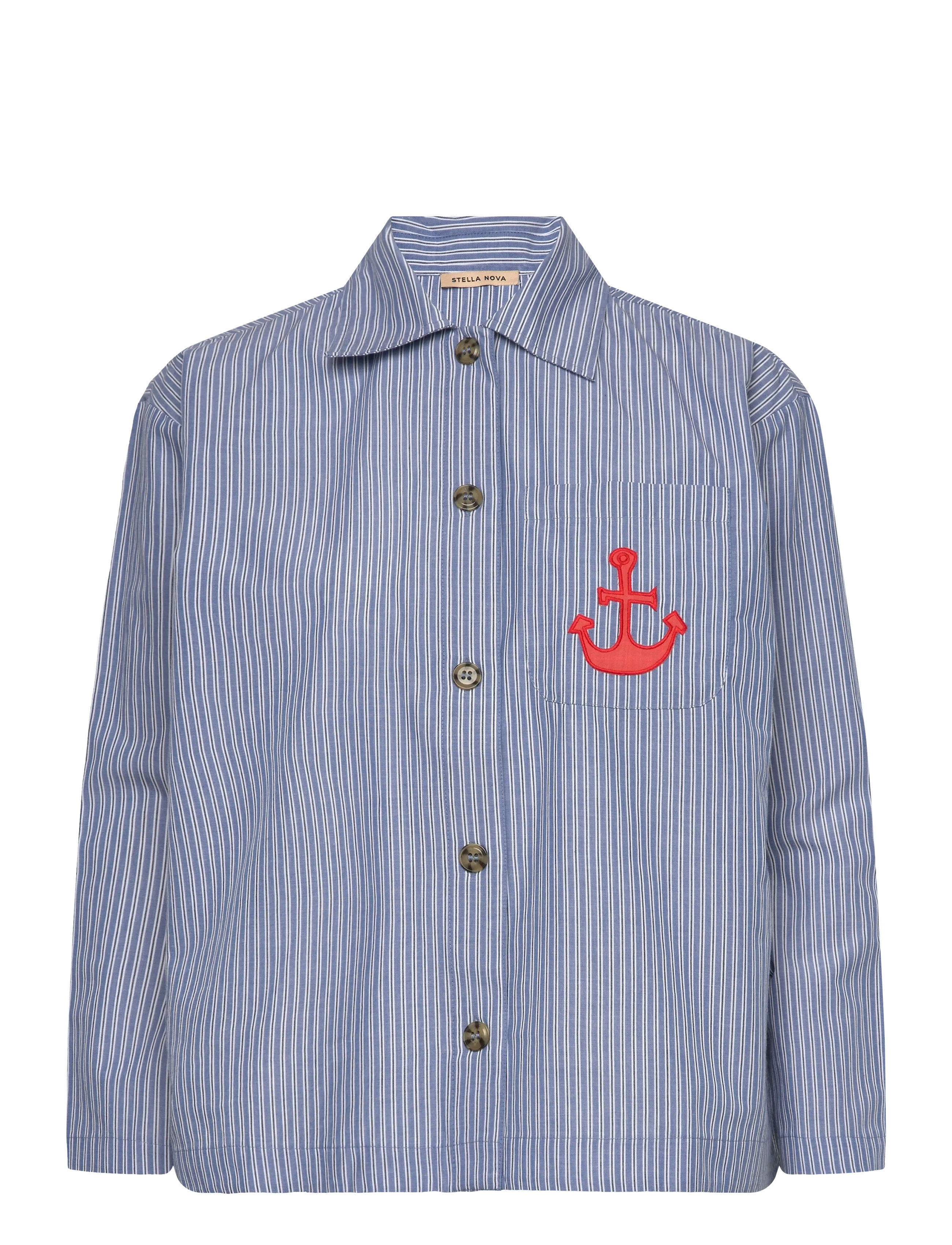 Stella Nova Striped Anchor Embroidered Shirt - Officewear - 313 BLUE STRIPES / blue