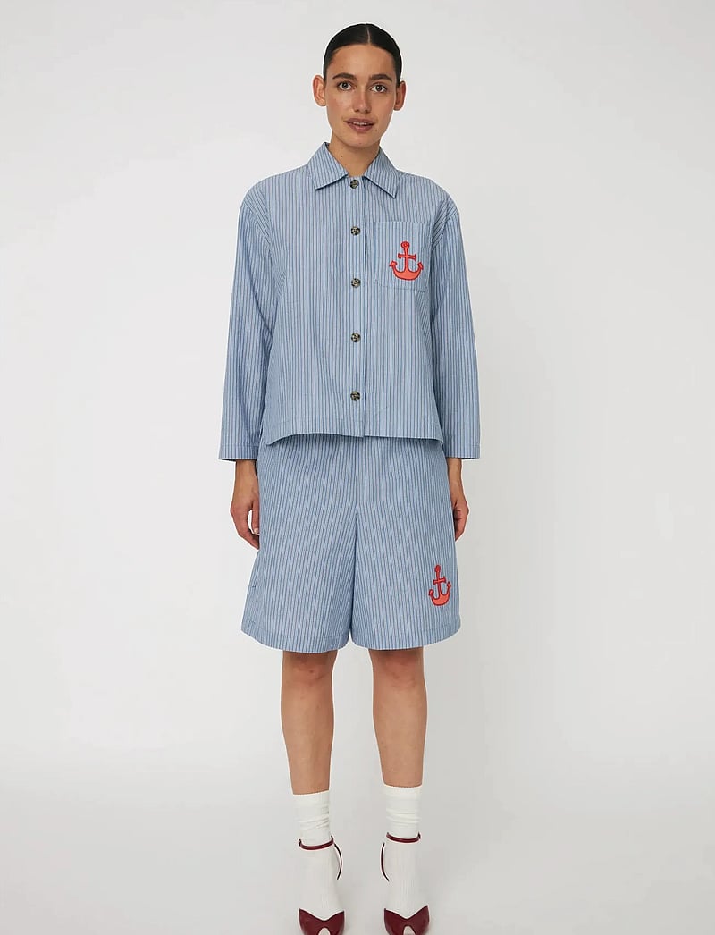 Stella Nova - Striped Anchor Embroidered Shirt - jeanshemden - 313 blue stripes - 0