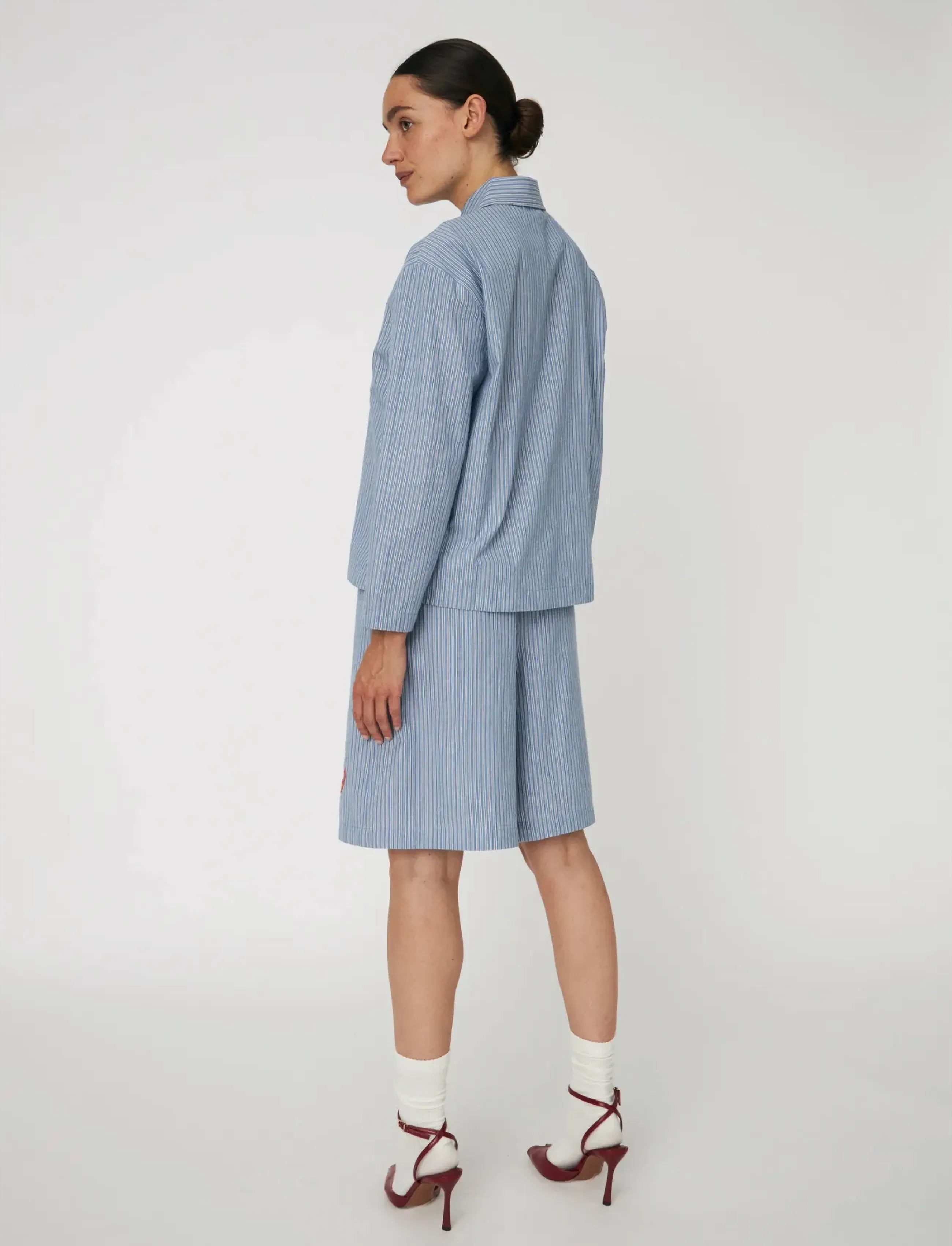 Stella Nova - Striped Anchor Embroidered Shirt - džinsa krekli - 313 blue stripes - 3