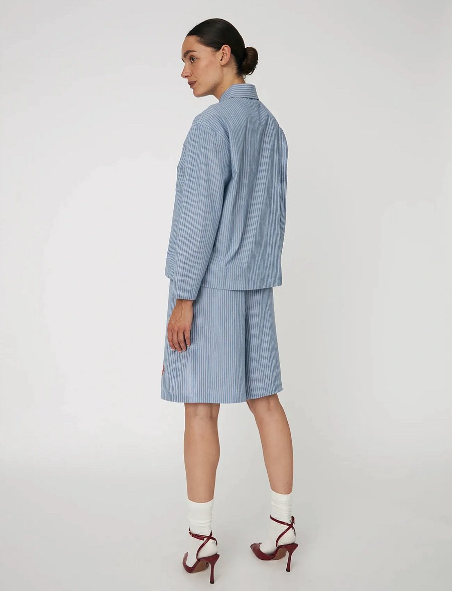 Stella Nova - Striped Anchor Embroidered Shirt - džinsa krekli - 313 blue stripes - 3