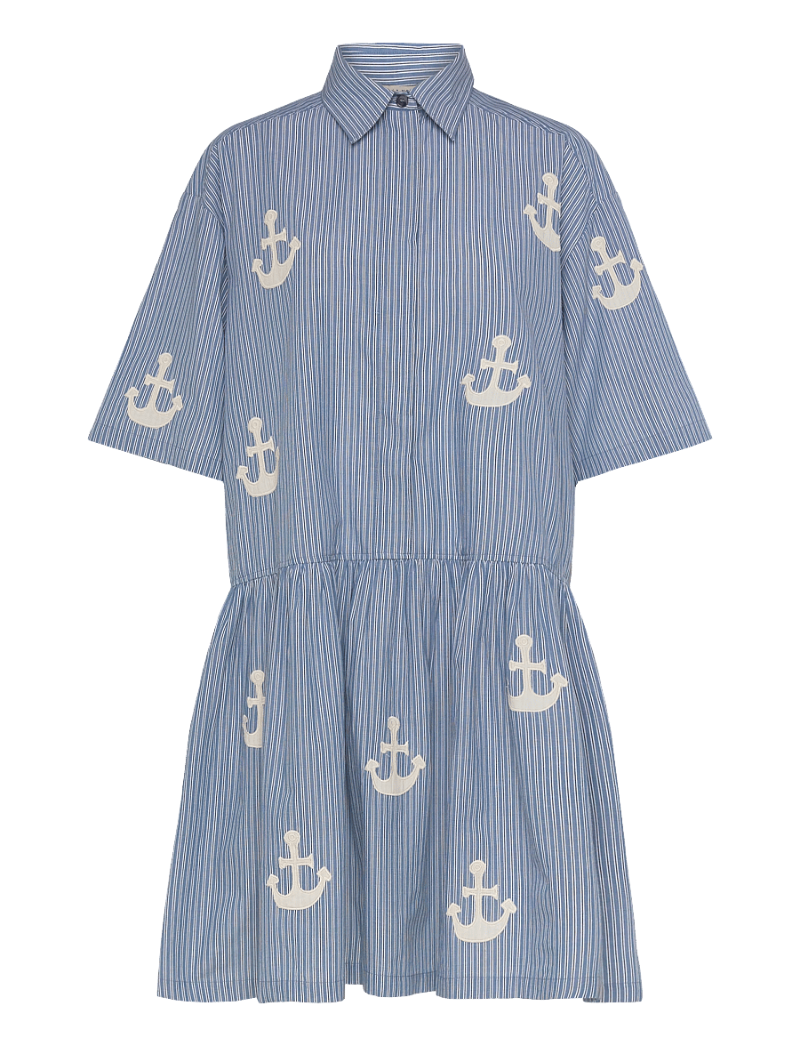 Stella Nova - Oversized Dress with embroidered Anchor - sommarklänningar - 313 blue stripes - 1