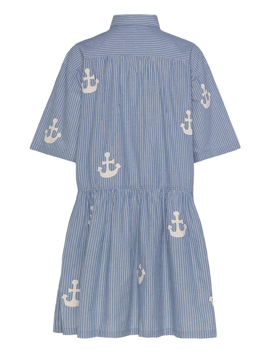 Stella Nova - Oversized Dress with embroidered Anchor - sommarklänningar - 313 blue stripes - 2