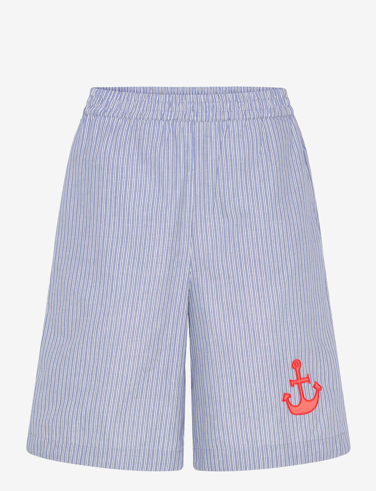 Stella Nova - Striped Anchor Embroidered Shorts - casual shorts - 313 blue stripes - 1
