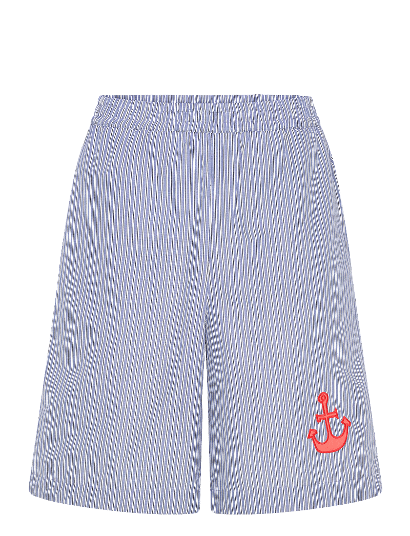 Stella Nova - Striped Anchor Embroidered Shorts - casual shorts - 313 blue stripes - 1