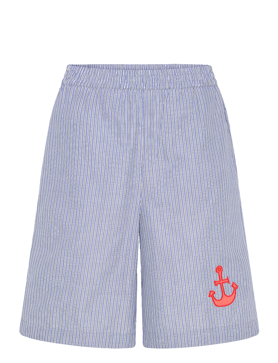 Stella Nova - Striped Anchor Embroidered Shorts - rennot shortsit - 313 blue stripes - 1