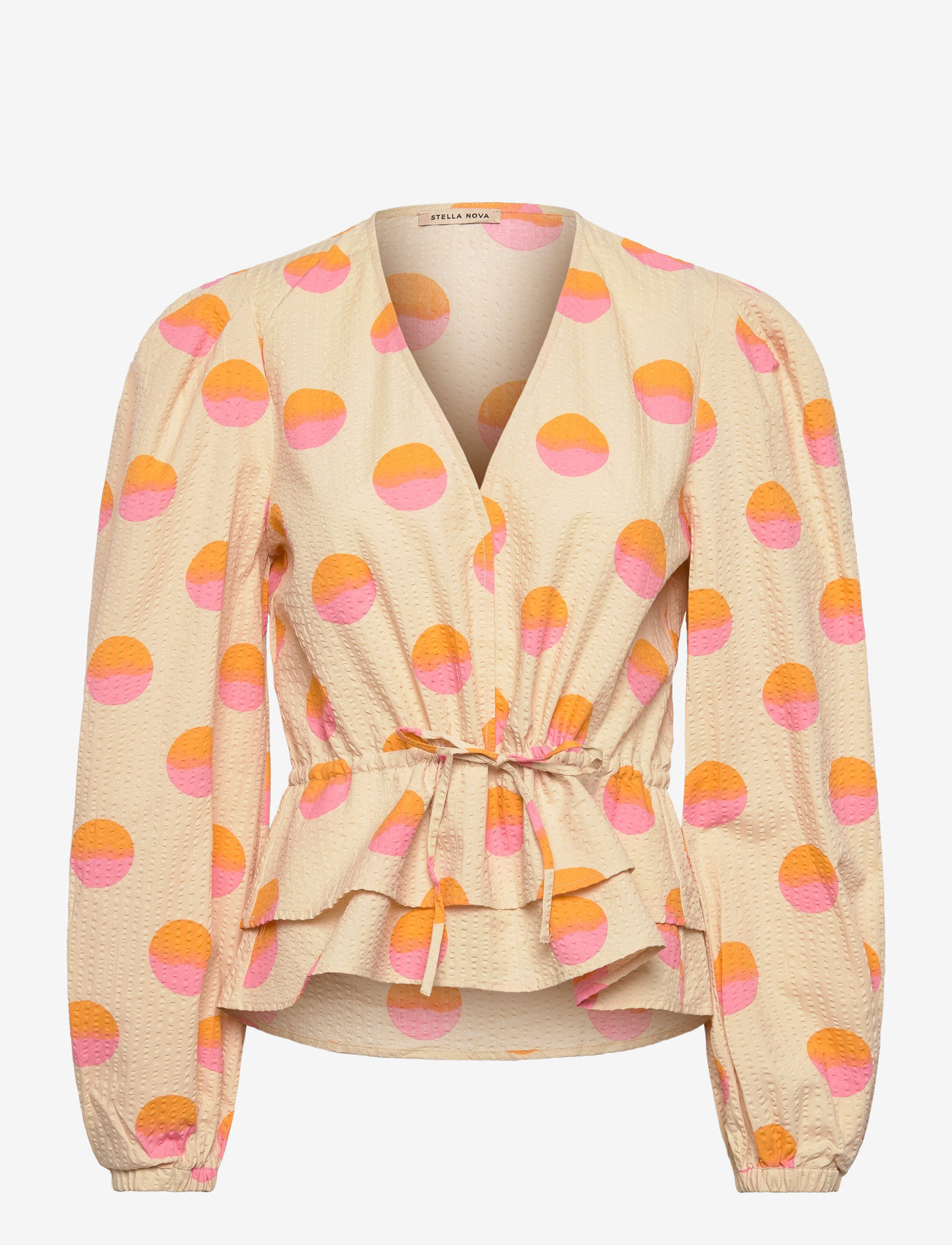 Stella Nova - Big Dot Blouse - långärmade blusar - creme/red dots - 1