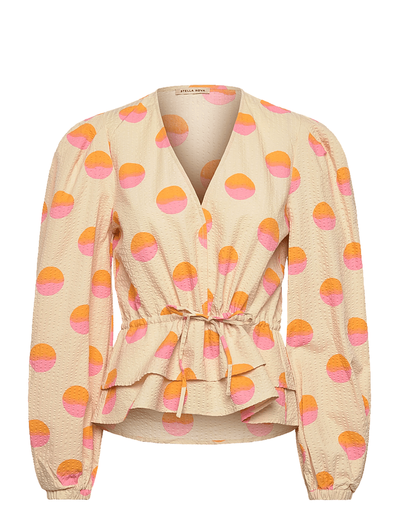 Stella Nova - Big Dot Blouse - långärmade blusar - creme/red dots - 1