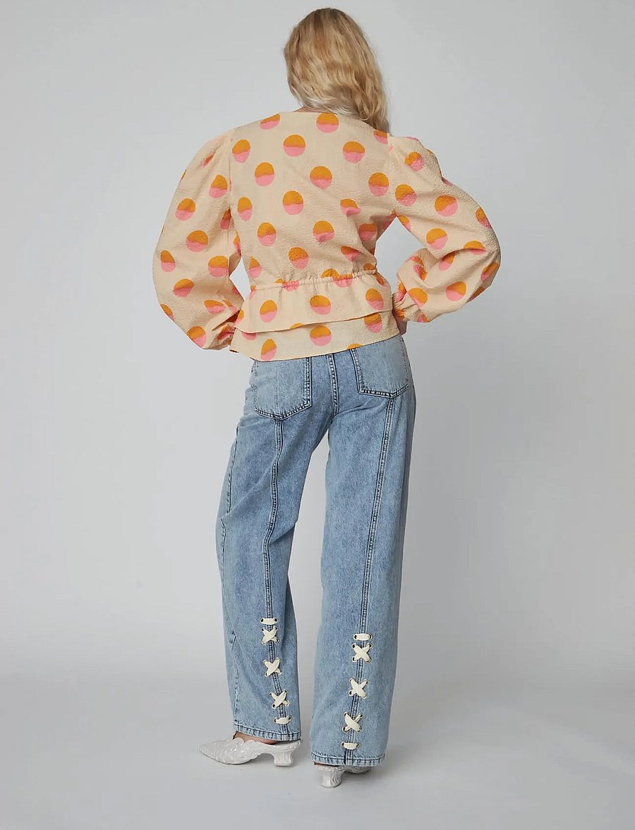 Stella Nova - Big Dot Blouse - langerma blússur - creme/red dots - 3