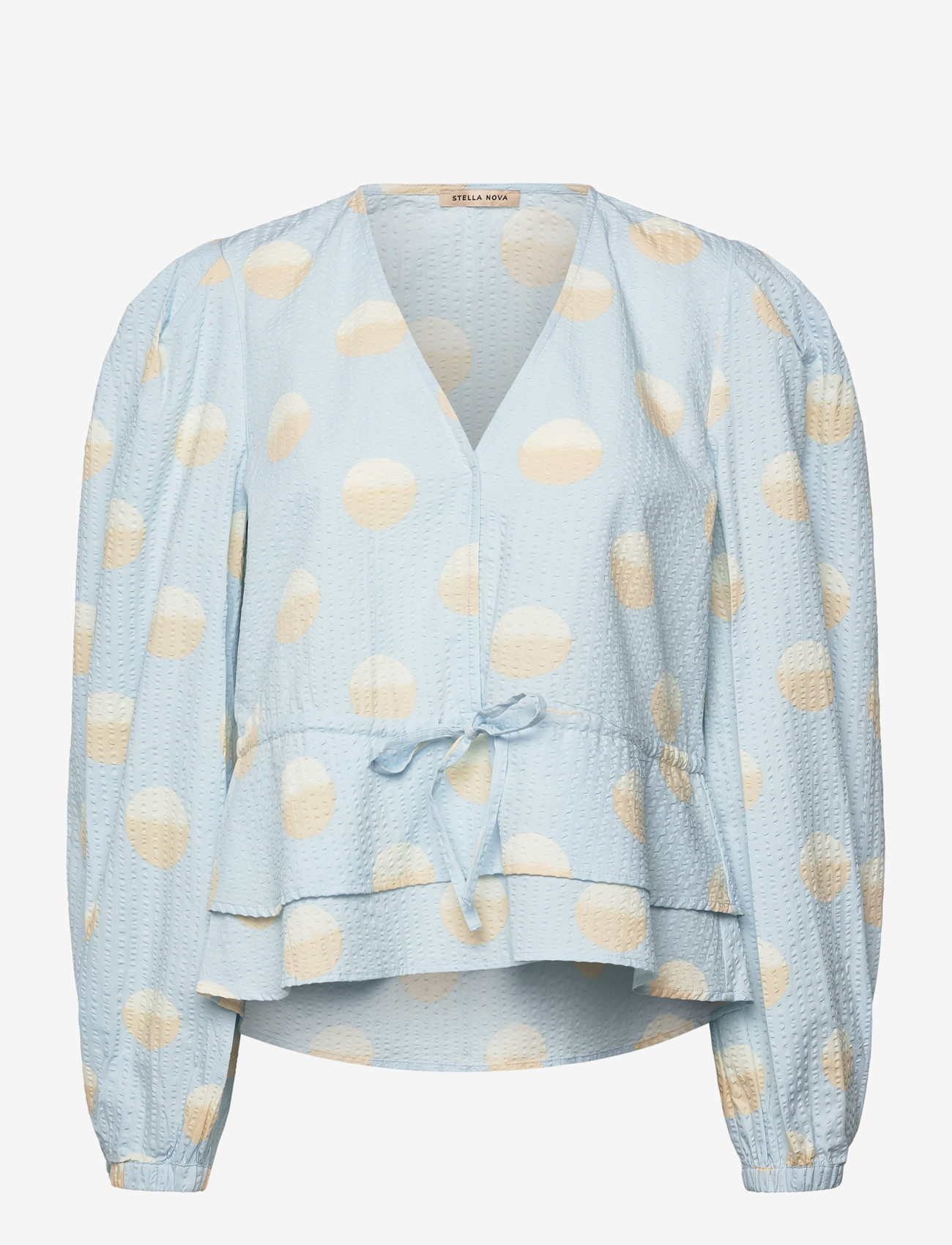 Stella Nova - Big Dot Blouse - långärmade blusar - light blue - 1