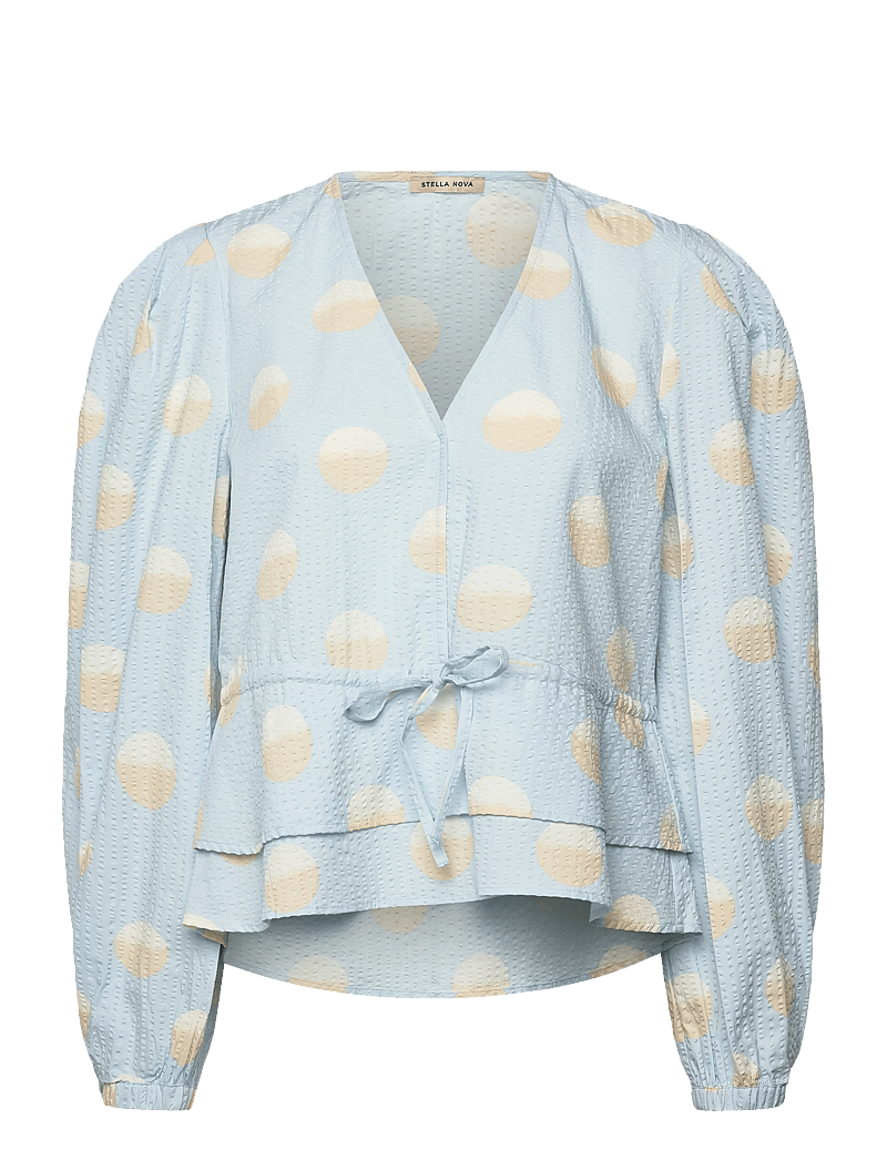 Stella Nova - Big Dot Blouse - långärmade blusar - light blue - 1
