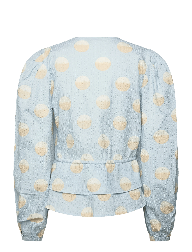 Stella Nova - Big Dot Blouse - långärmade blusar - light blue - 2