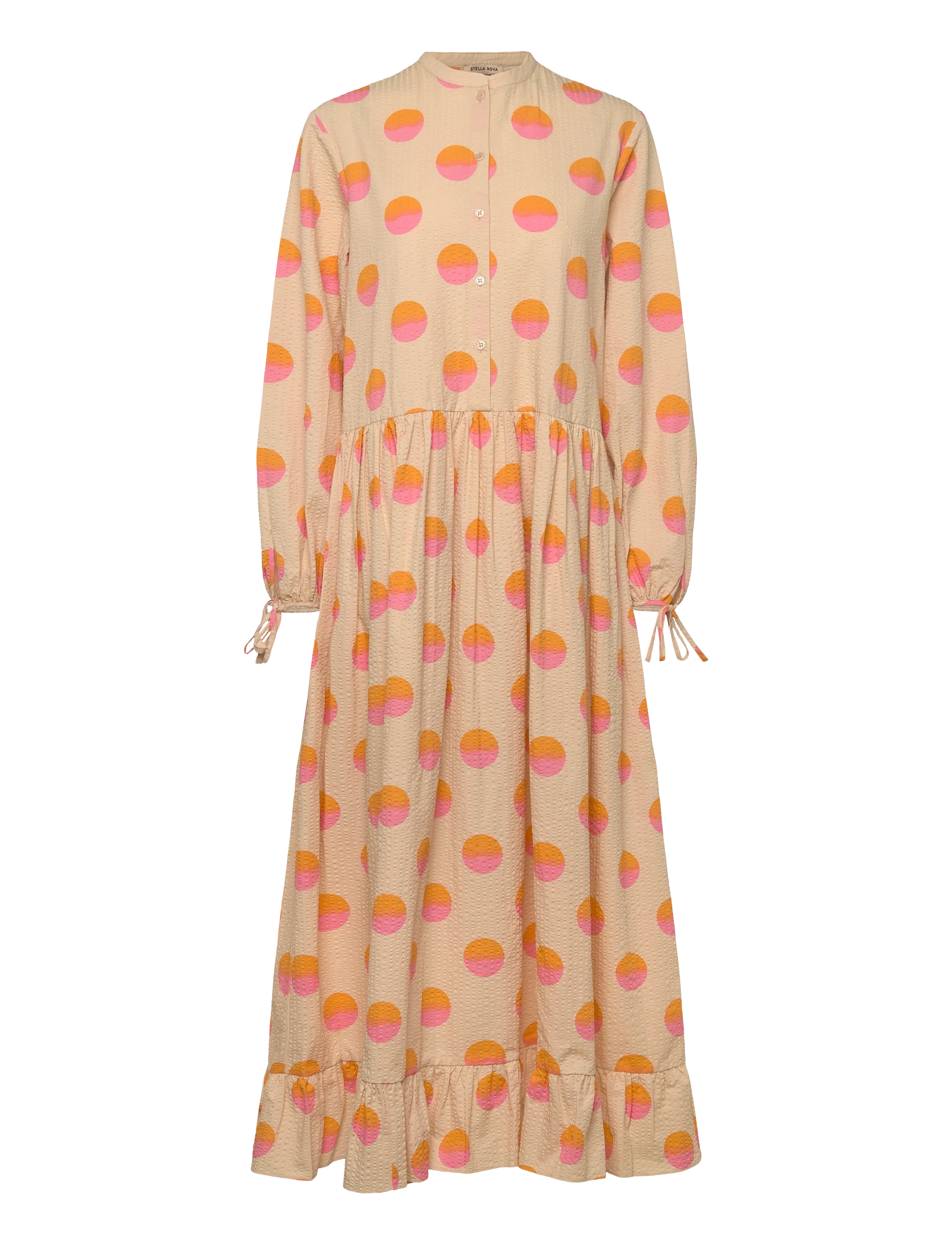 Stella Nova Big Dot Maxi Dress - Tøj - CREME/RED DOTS / beige