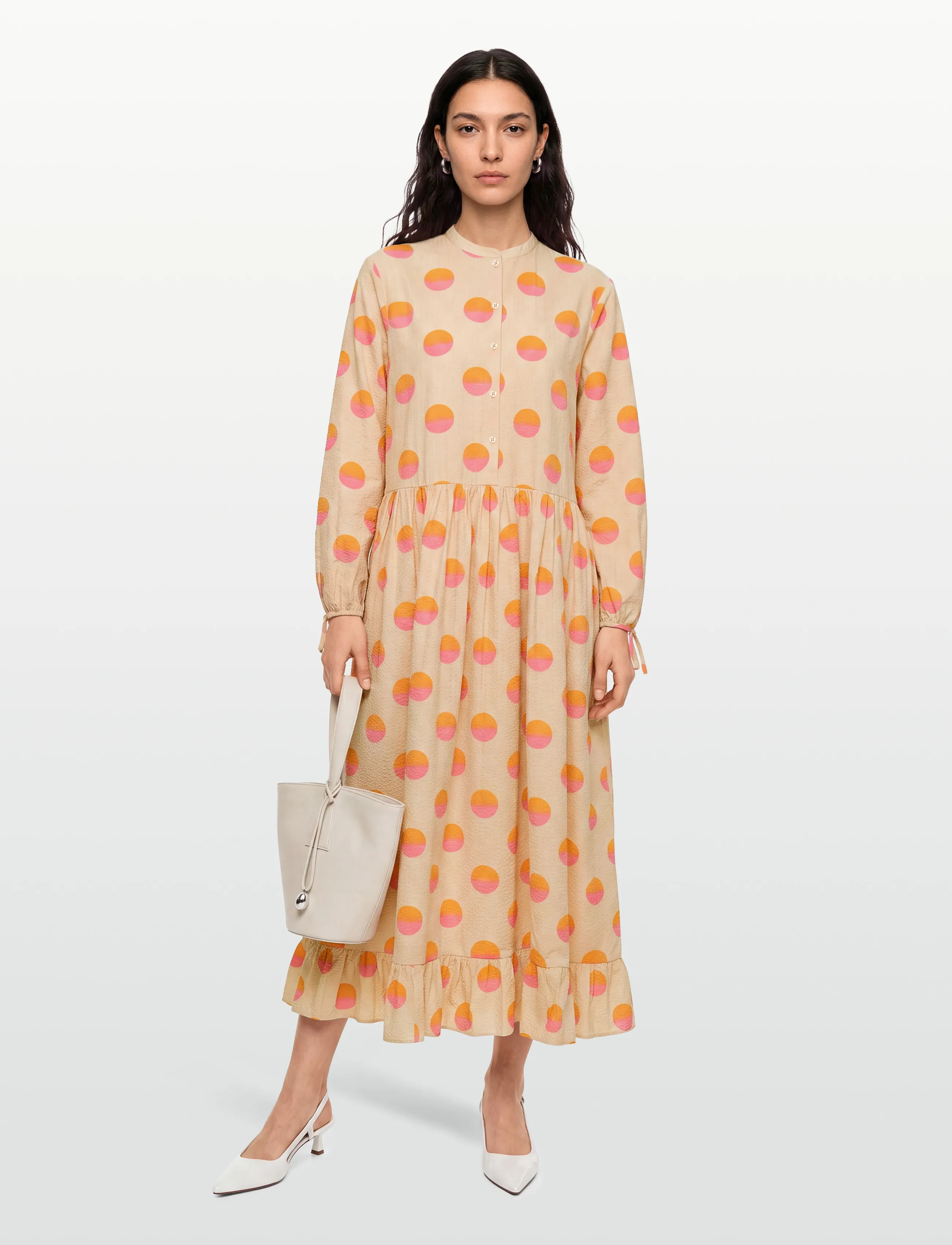 Stella Nova Big Dot Maxi Dress - Juhlamekot - CREME/RED DOTS / beige