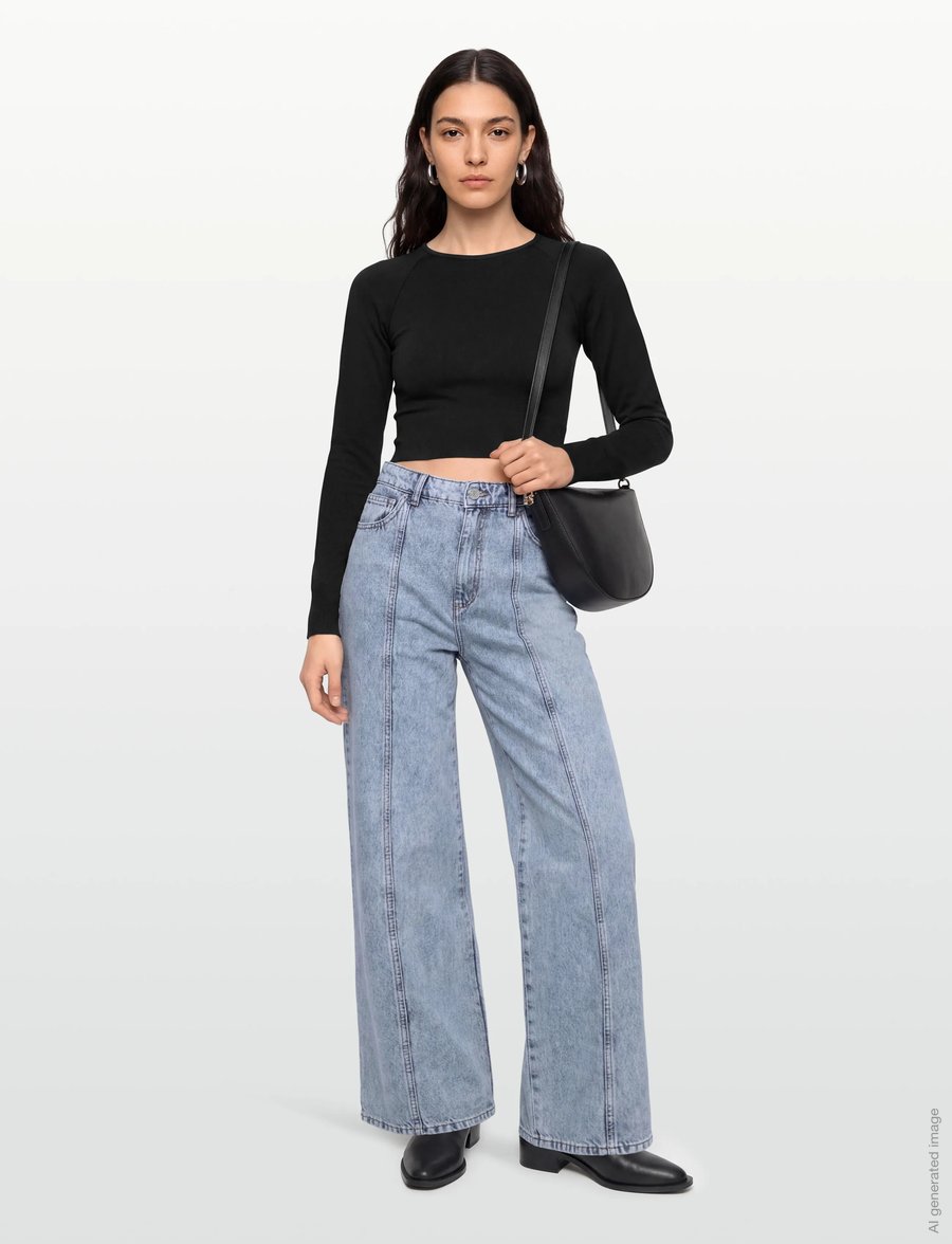 Stella Nova - Moon Washed Denim Pants - hosen mit weitem bein - denim moon wash - 0