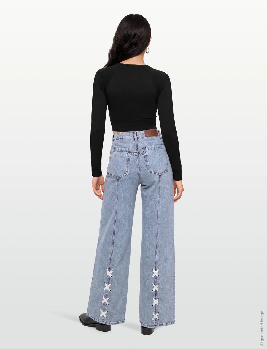 Stella Nova - Moon Washed Denim Pants - hosen mit weitem bein - denim moon wash - 4