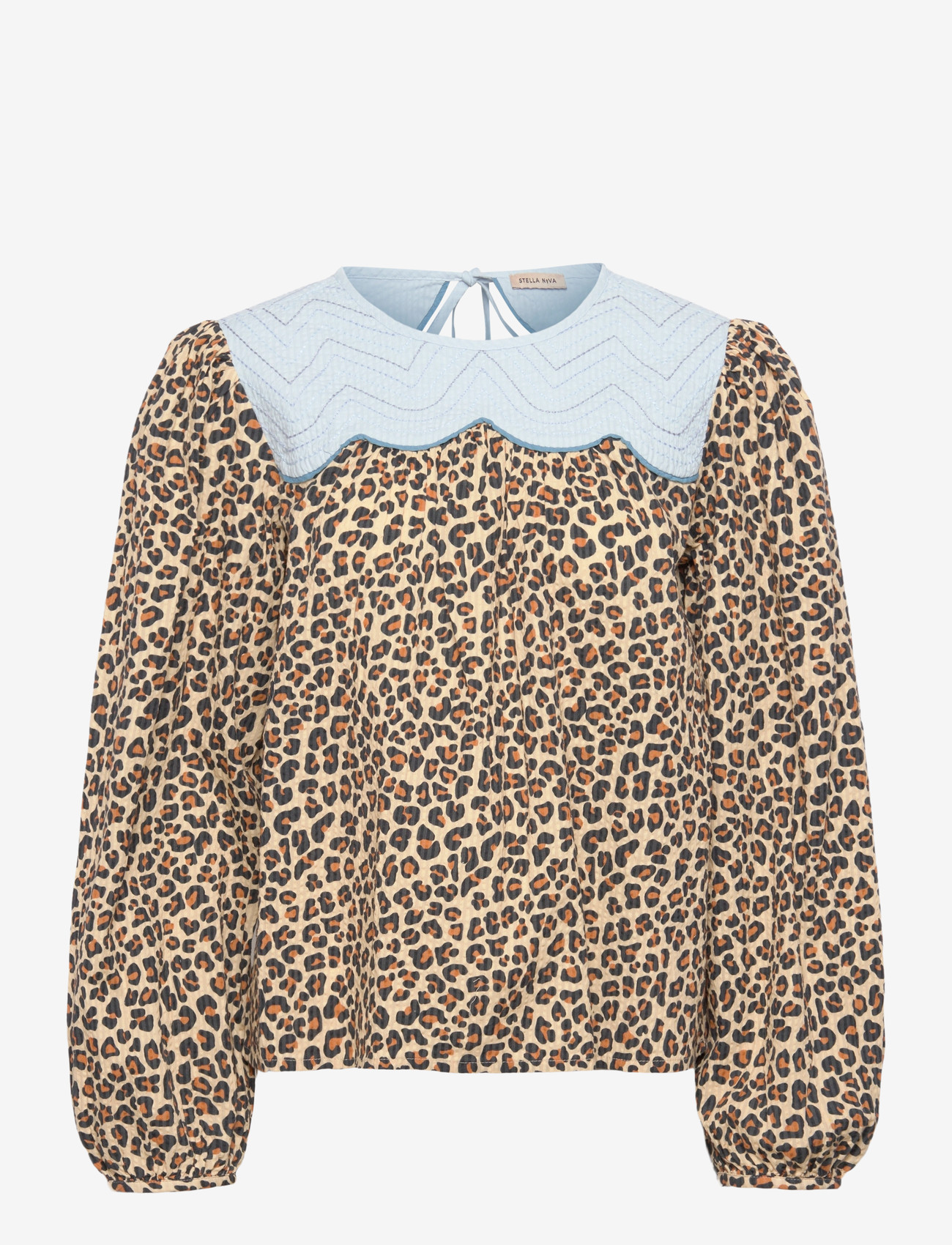 Stella Nova - Leopard Blouse with Embroidery - långärmade blusar - leopard - 0