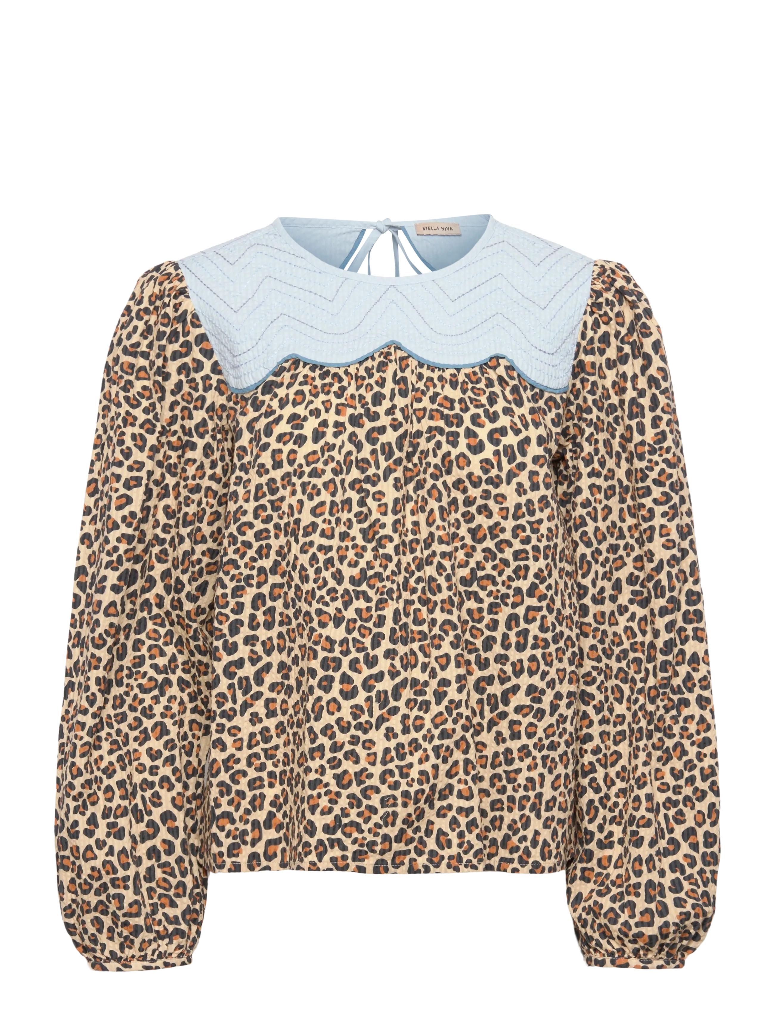 Stella Nova Leopard Blouse with Embroidery - Officewear - LEOPARD / brown