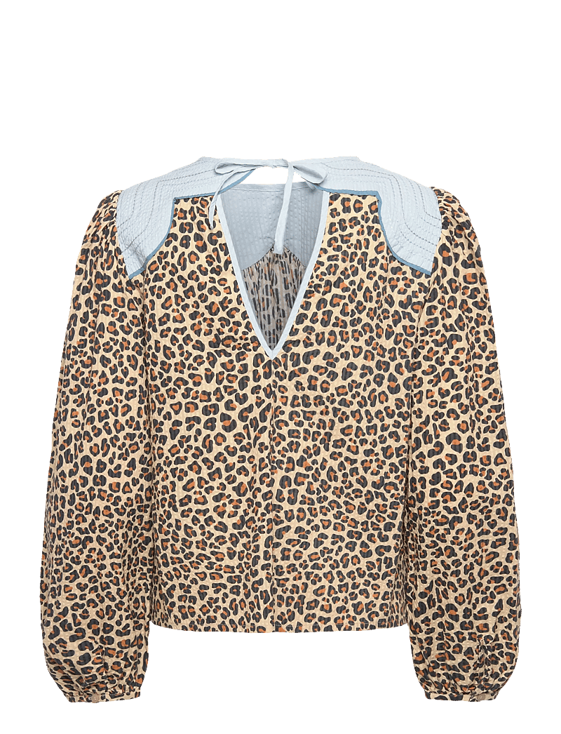 Stella Nova - Leopard Blouse with Embroidery - långärmade blusar - leopard - 1