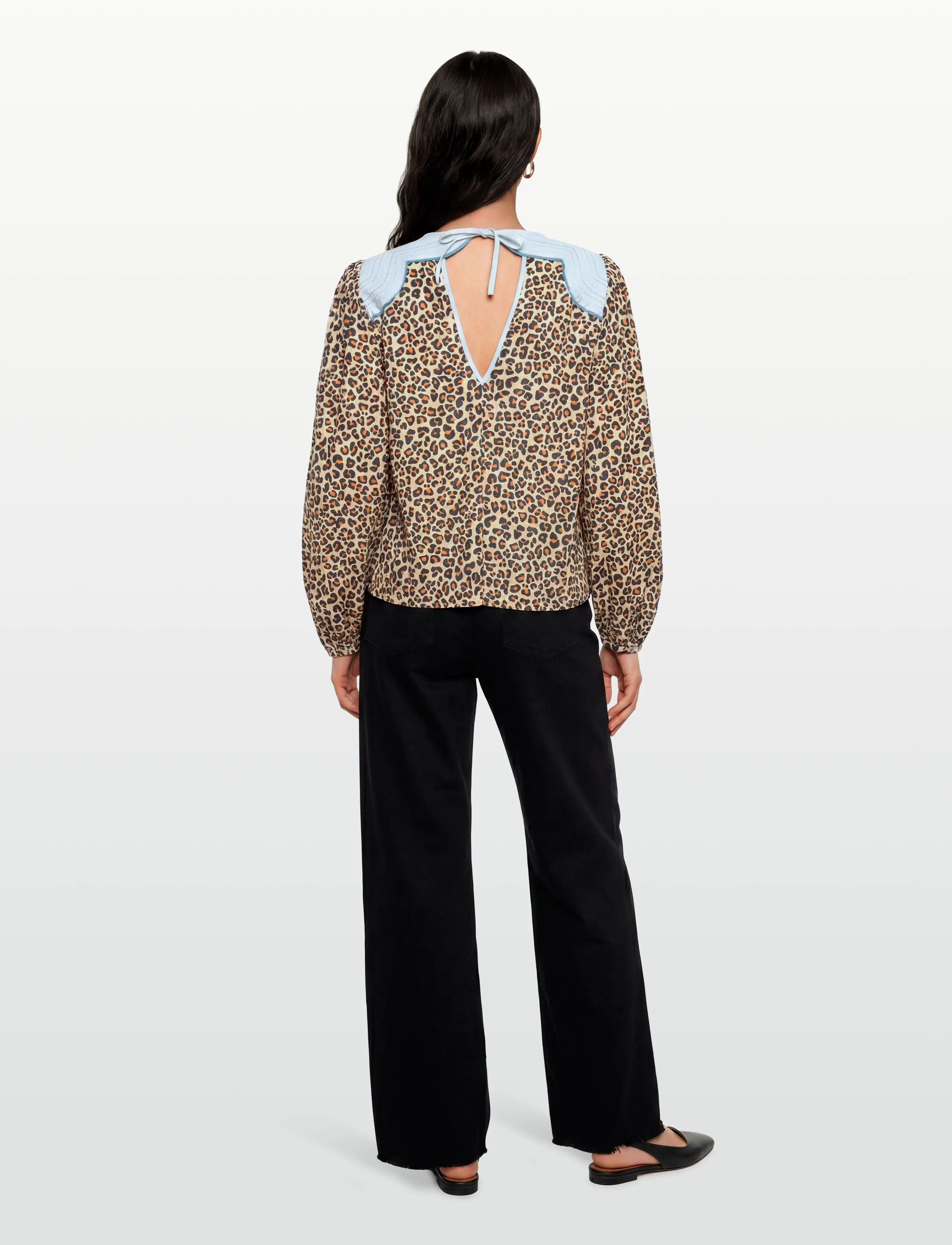 Stella Nova - Leopard Blouse with Embroidery - langärmlige blusen - leopard - 4