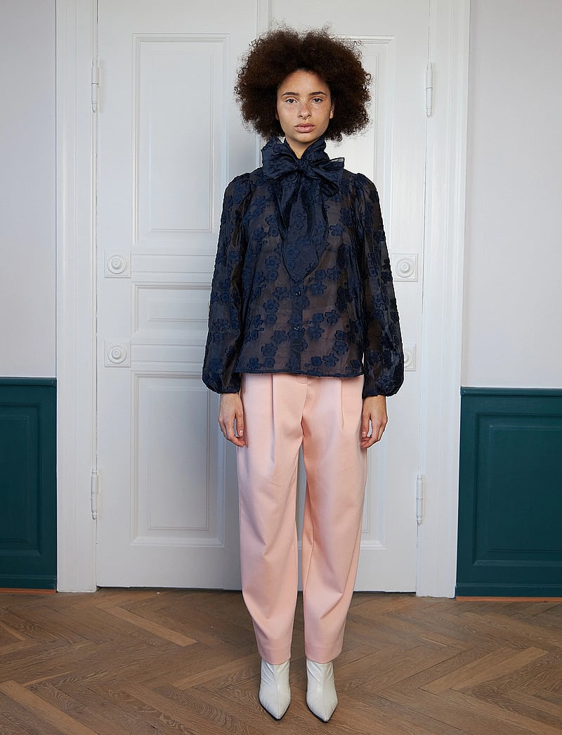 Stella Nova - Blouse with tie band at neck - langærmede bluser - navy - 0