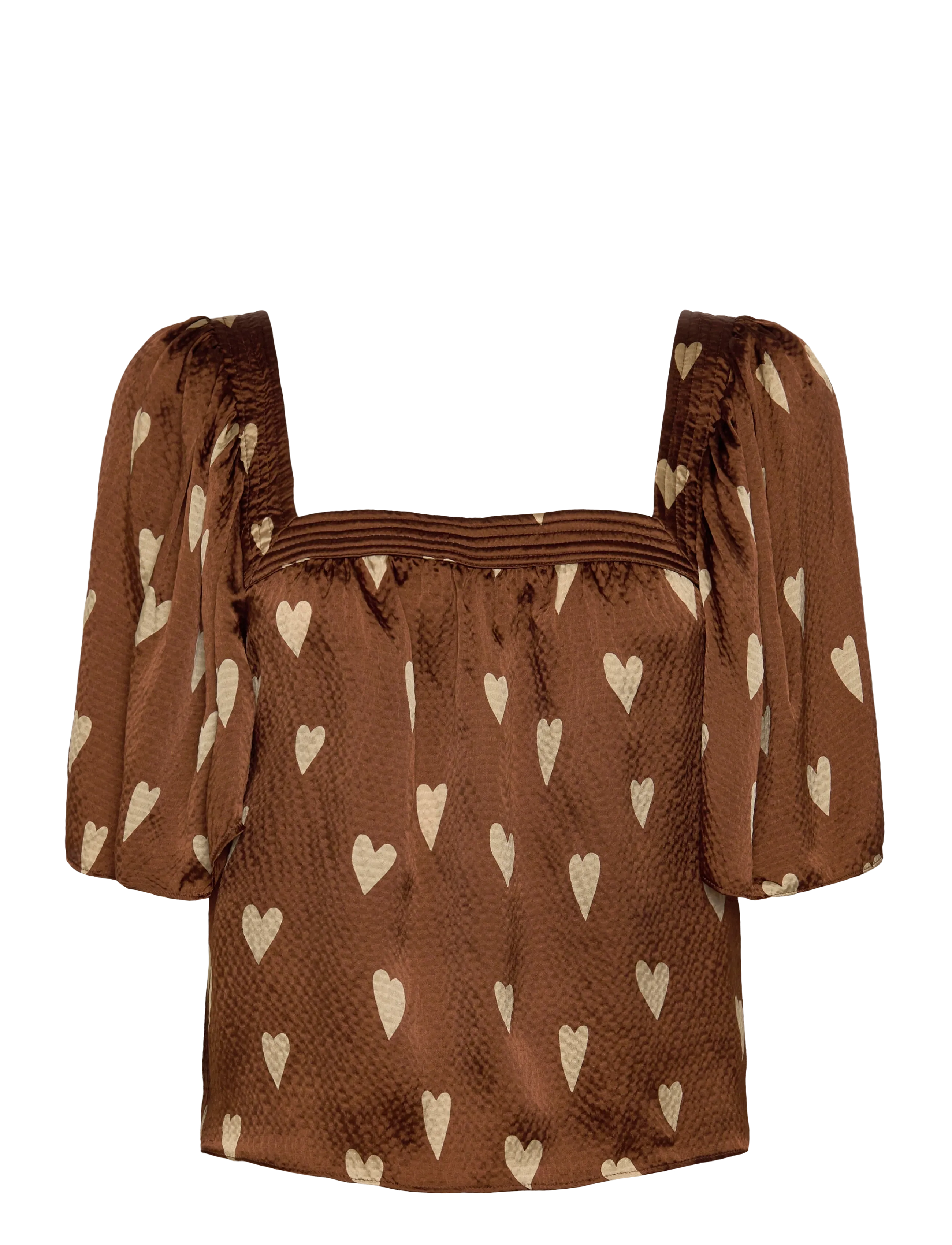 STELLA NOVA Heart Printed Silk Oberteil Braun - 36 - Damen