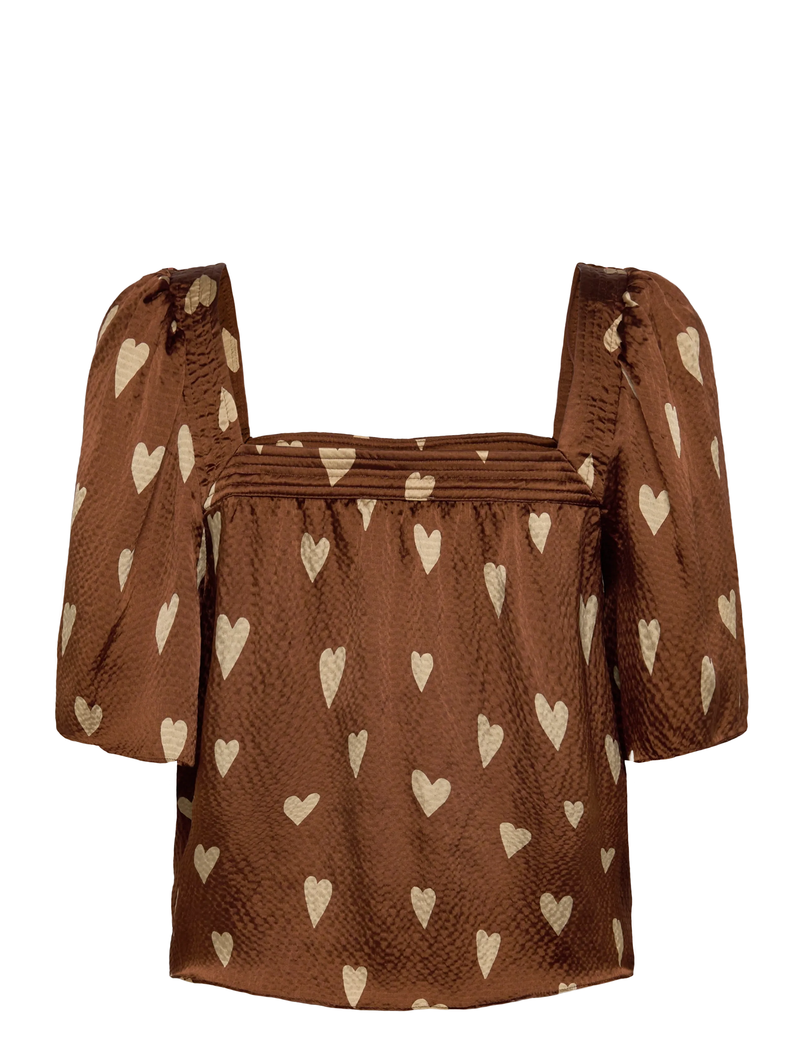 Stella Nova - Heart Printed Silk Top - lyhythihaiset puserot - hearts - 2