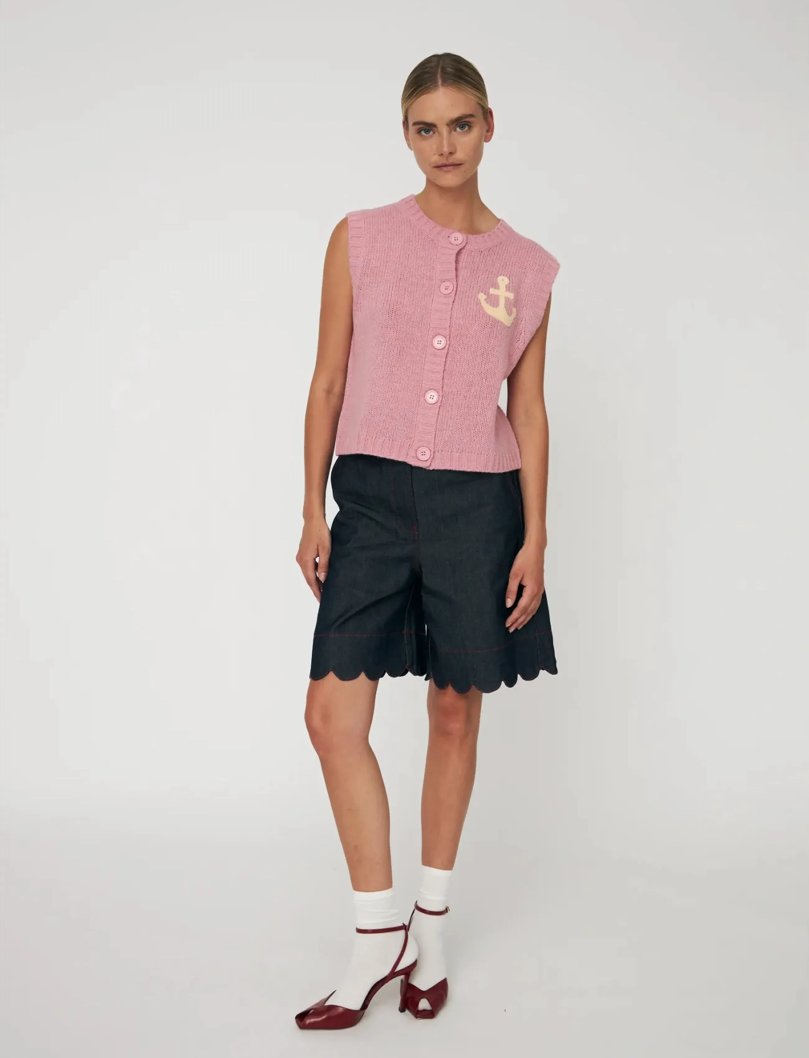Stella Nova Anchor Vest, S, Pink, Designere > Strikkede Veste, Dame