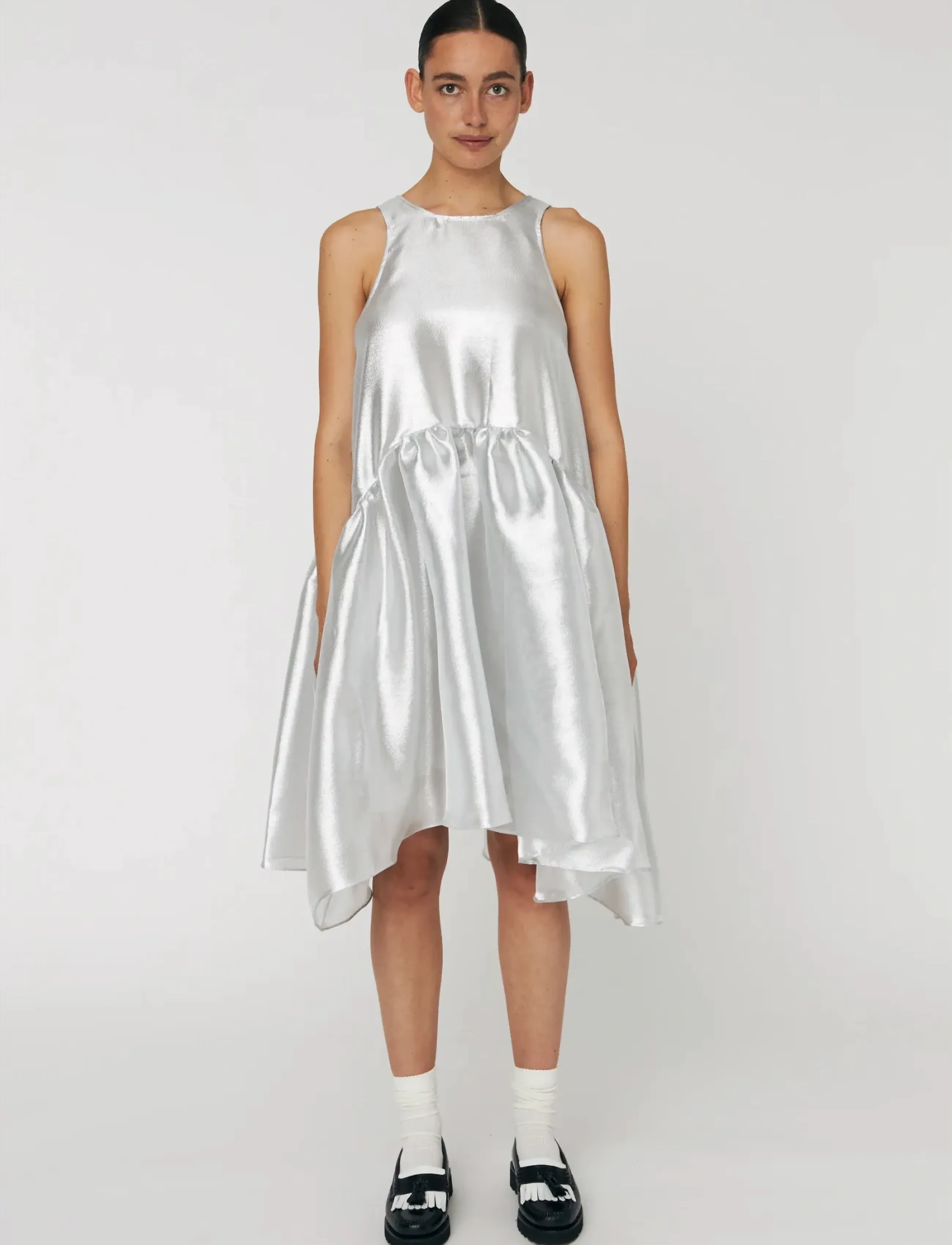 Stella Nova Silver Midi Dress, 36, Designer, Silber - Knee-length & Midi, Frauen
