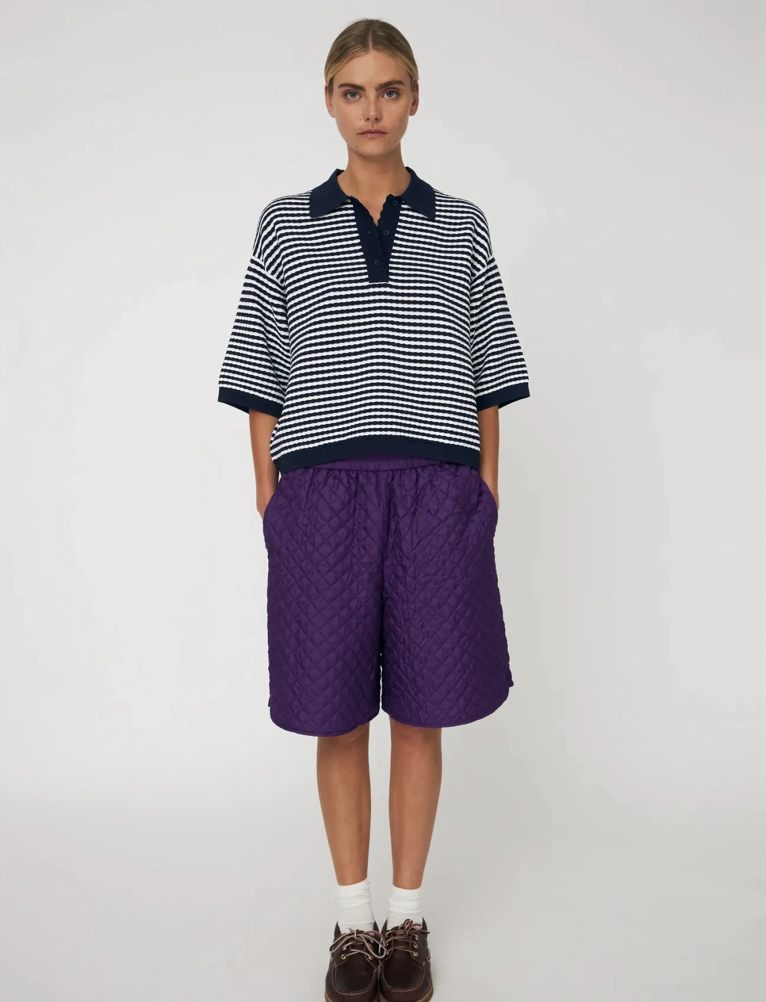 Stella Nova Polo Knit, Kvinder, Strikket Polo, Navy, Str: XS