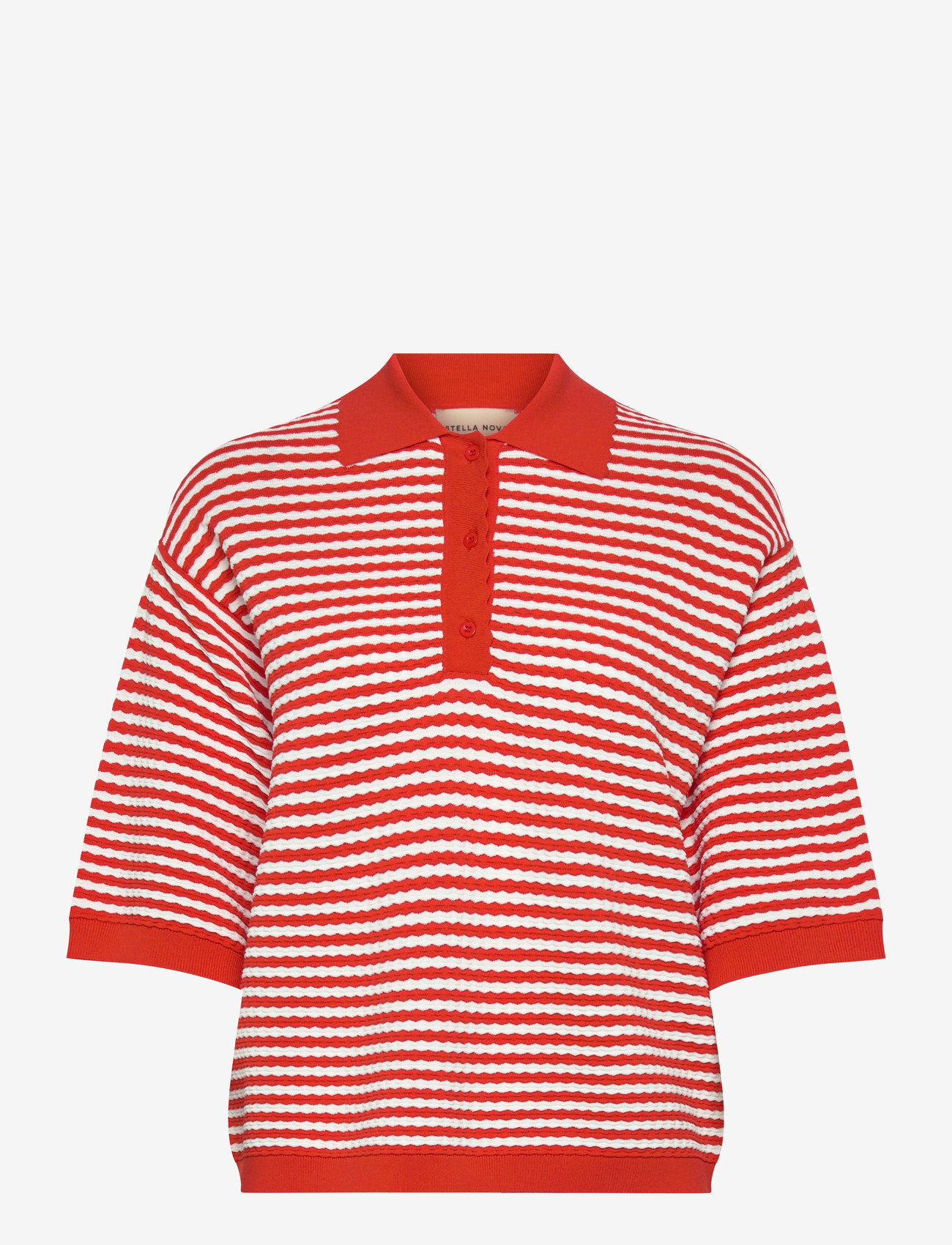 Stella Nova - Polo Knit - pikéer - 734 red/ creme stripes - 1