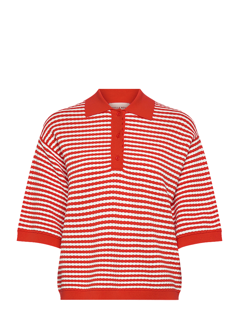 Stella Nova - Polo Knit - pikéer - 734 red/ creme stripes - 1