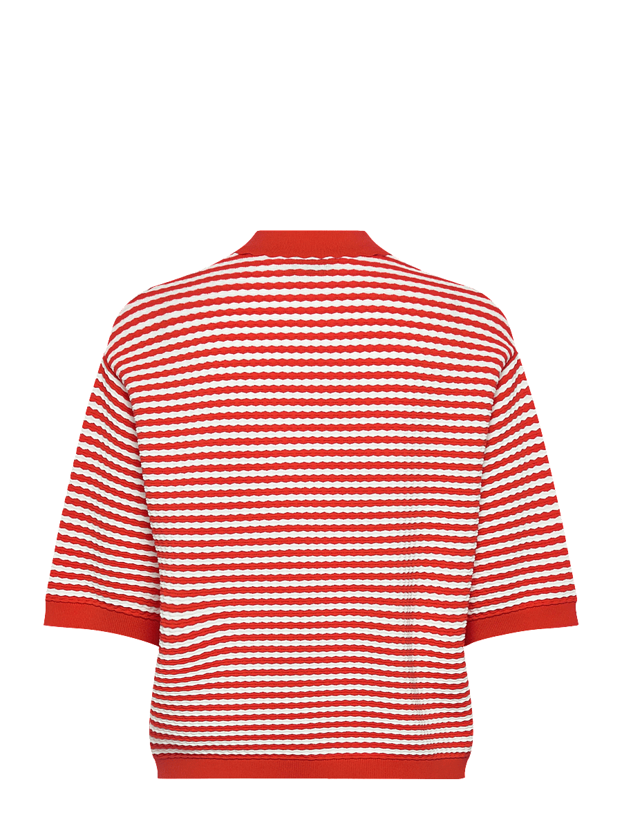 Stella Nova - Polo Knit - pikéer - 734 red/ creme stripes - 2