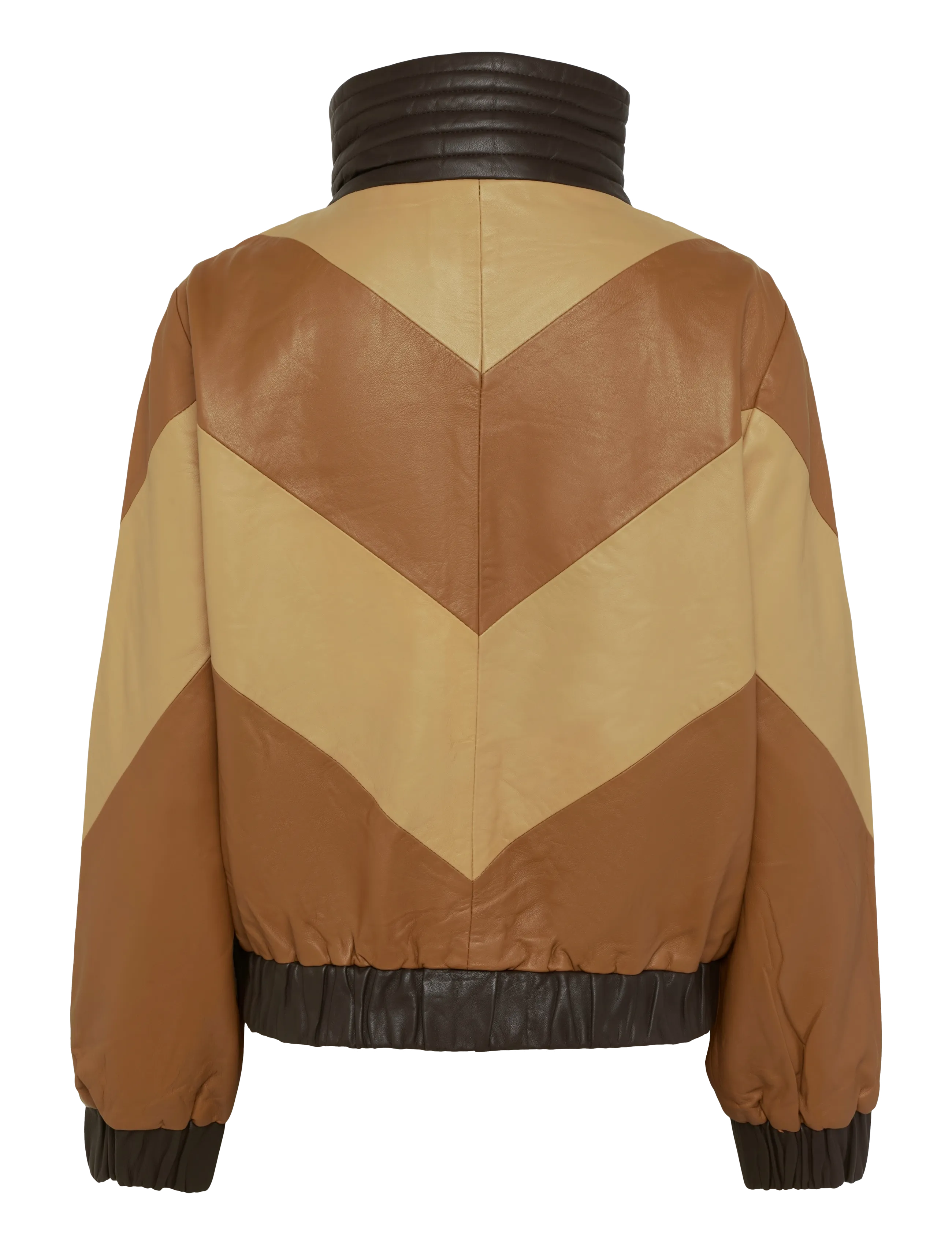 Stella Nova - Patchwork Leather Bomber Jacket - lette jakker - brown mix - 2